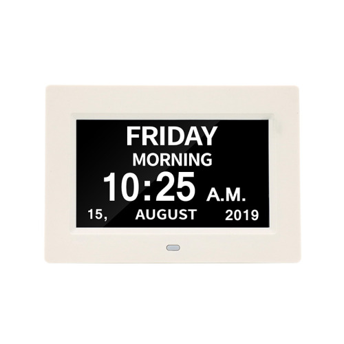 (White) LED Digital Day Clock Calendar Dementia Alarm Time Date Month Memory