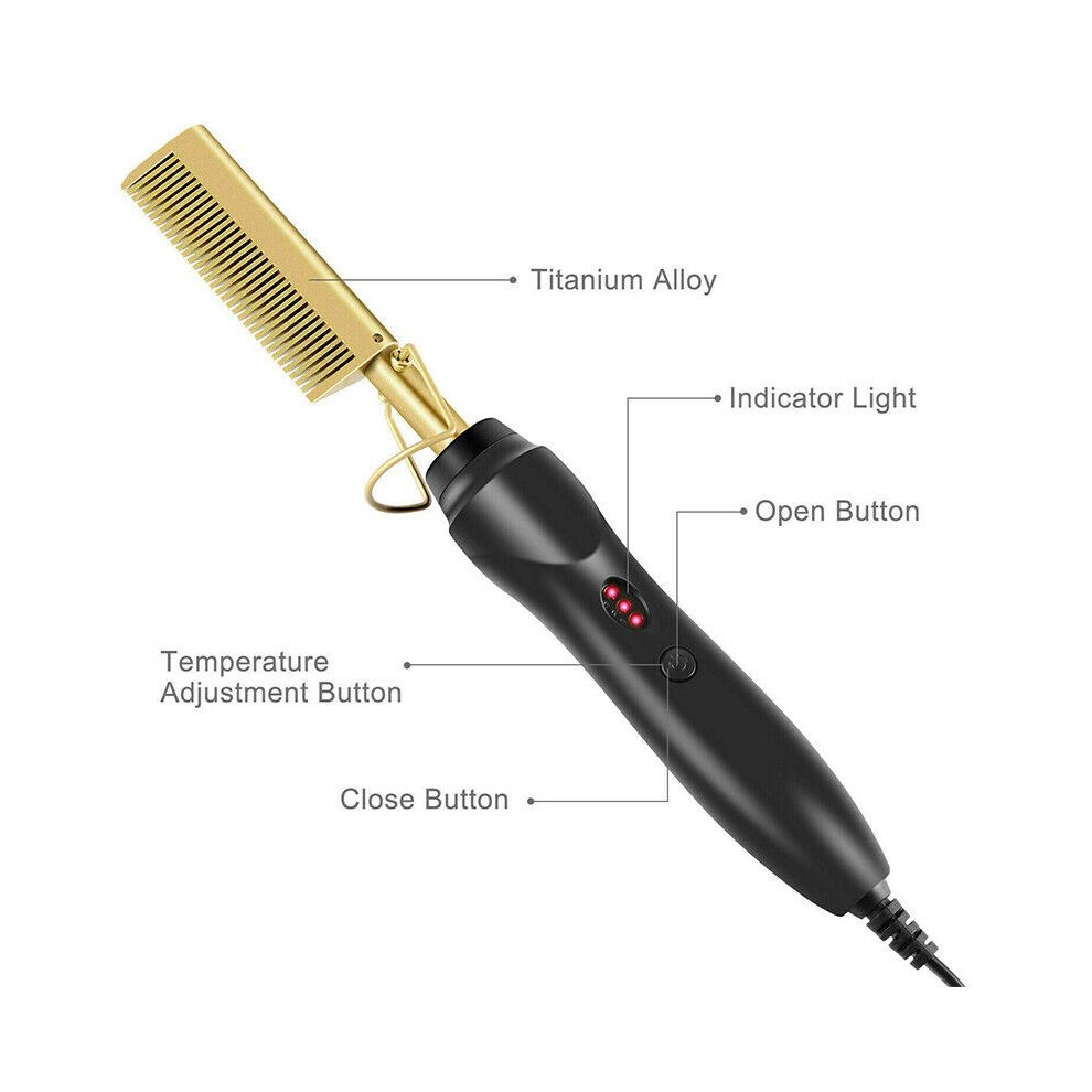 Hair Straightener Hot Comb Electric Beard Curler Brush Copper Comb Curling Iron Travel Styling Wand