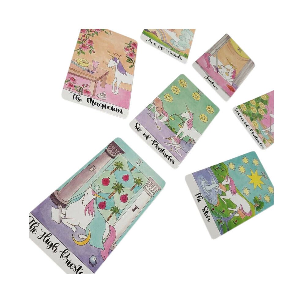 Crystal Unicorn Tarot Decks English Fortune Tell Divination Oracle Card Game