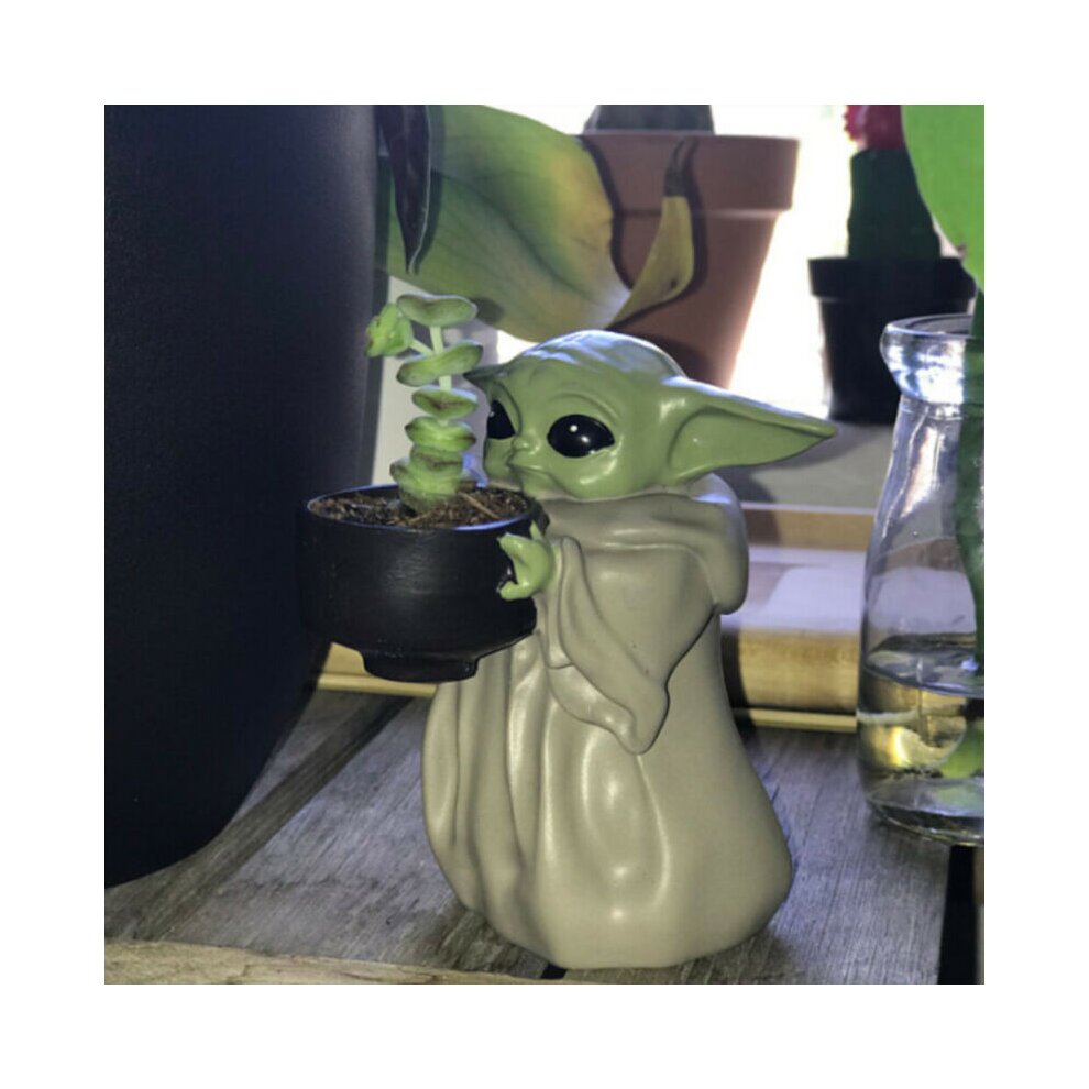 Star Wars Mandalorian Baby Yoda Planter Pot ''The Child Holding Cup'' Model Toys