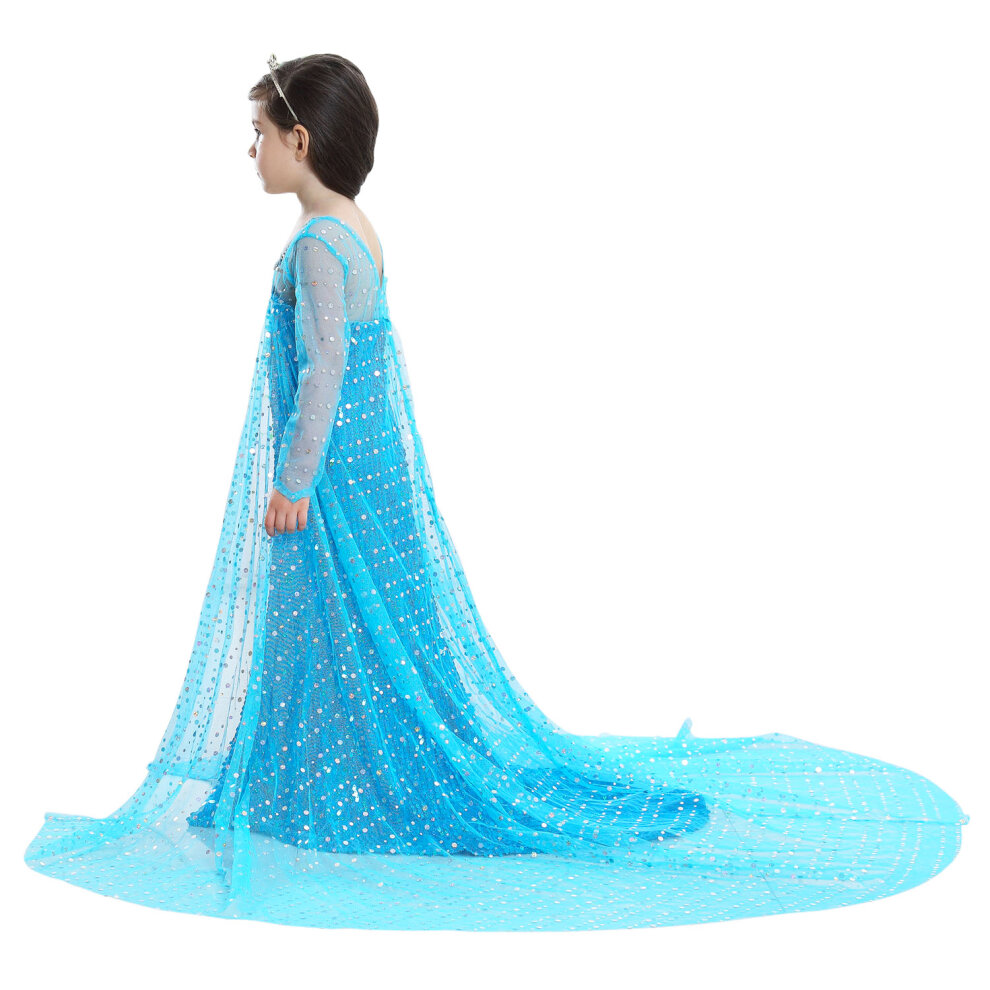 (Elsa Dress 2~3 Years) Girls Elsa Costume Dress Kids Princess Fancy Dress up Birthday Party Christmas Dresses