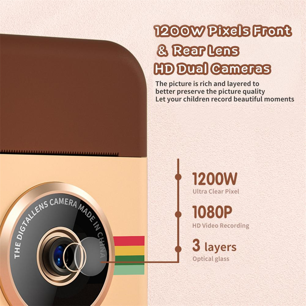 Kids Instant Printing Camera Mini Digital Camera With HD 1080P Video Recording Thermal Photo Paper 32GB SD Card New Year Christmas Birthday Gift for 3 4 5 6 7 8 9 10 Years Old Girls Boys