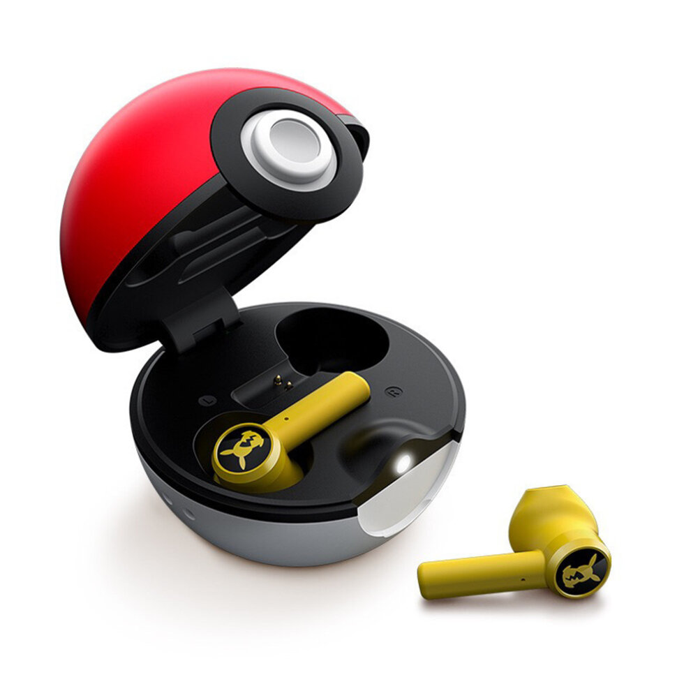 Pokémon Pikachu TWS Headphones In Ear Headset True Wireless Earphones Wireless Charging Bluetooth Gaming Earpods Perfect for Kids Boys Girls Travel Birthday Xmas Gifts Yellow