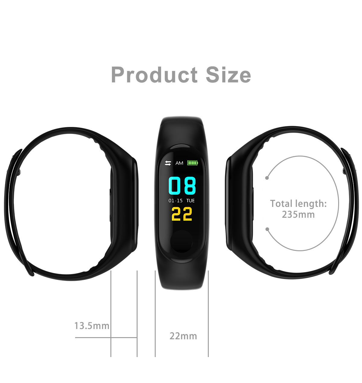 (Blue) Sports Wristband Band Women Men Kids Smartwatch Smart Band Bracelet