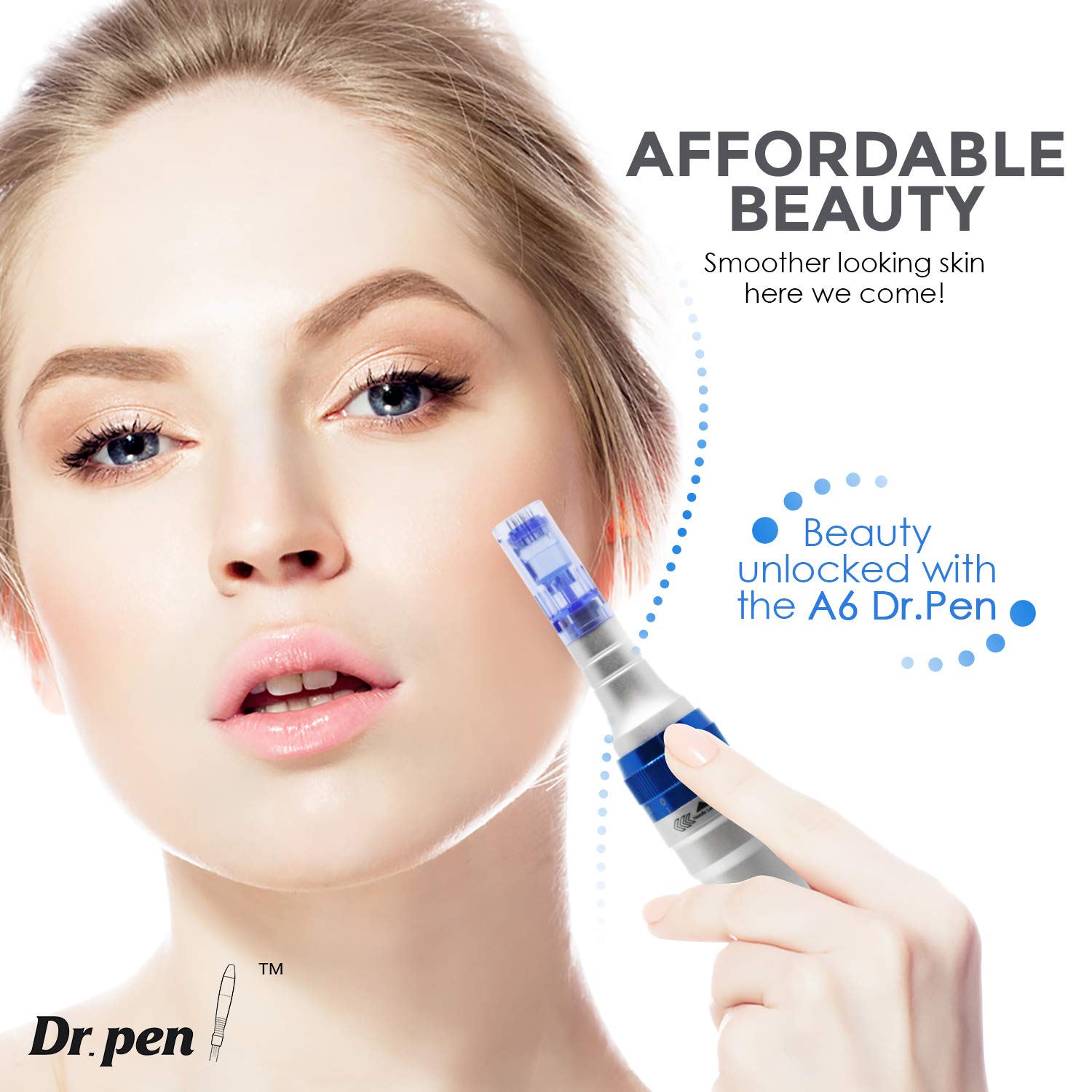 (Dr. Pen A6 with 2pcs 12~Pin) Dr. Pen Ultima A6 Microneedling Pen Professional Kit Multi-function Wireless Derma Beauty Pen Auto Micro Needle Electric Micro Rolling Therapy Device Skin Care Kit for Face and Body Acne Scar Removal