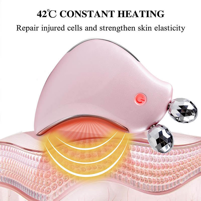 Facial Microcurrent Face Lift Massager EMS Skincare 3D Roller Massage Vibration Galvanic Beauty Apparatus Handheld Shaper Warm Vibration Women Gifts