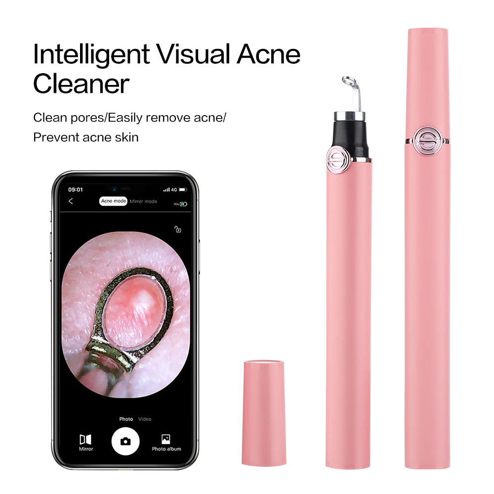 (Black) Blackhead Remover Smart Visual Acne Needle Cleansing Cosmetic Devices Acne Squeeze Pore Cleaner Facial Treatment Skin Care Tools