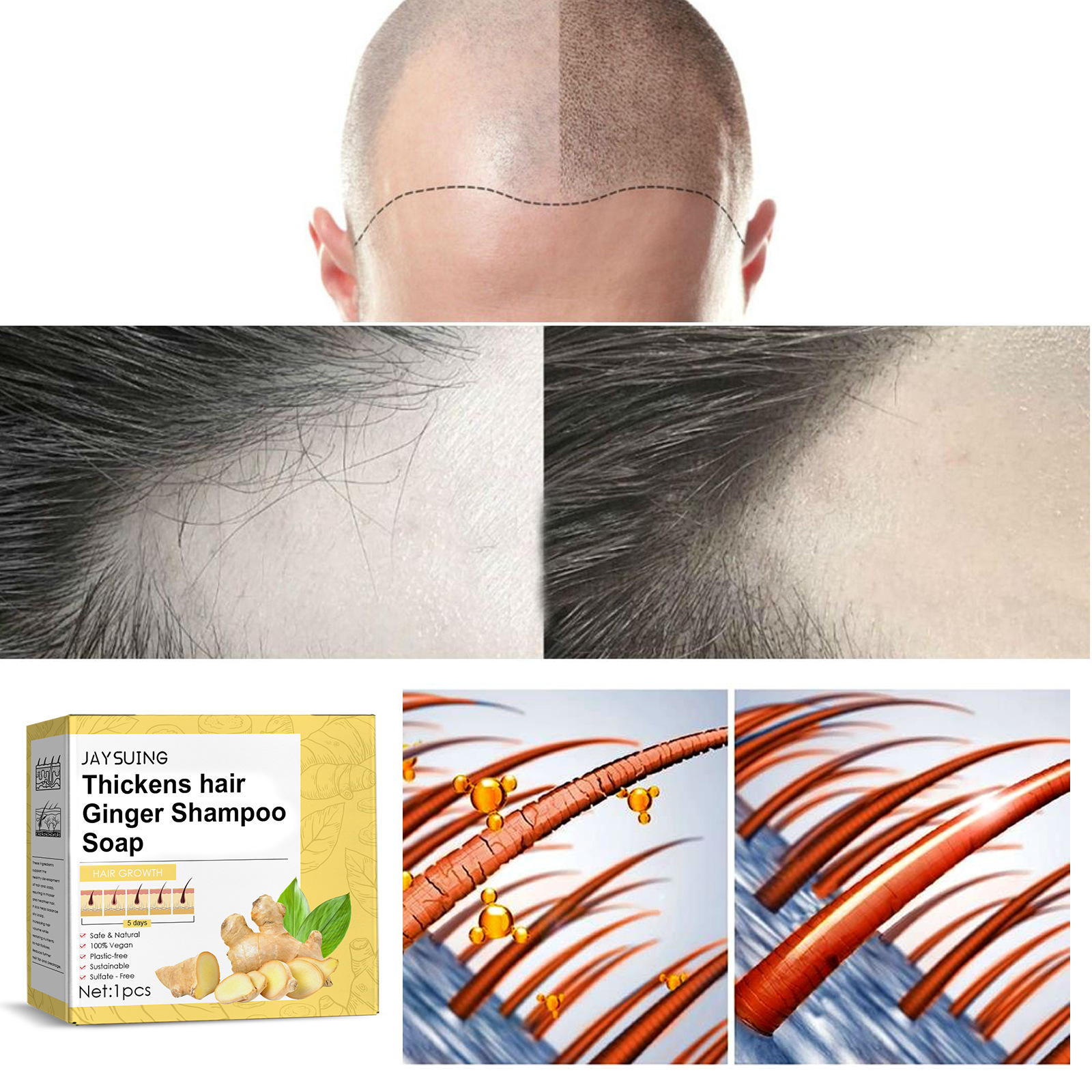 Hair Growth Shampoo Soap Herbal Hair-Growth Soap Bar Anti Hair Loss Promotes Thicker Stronger Hair
