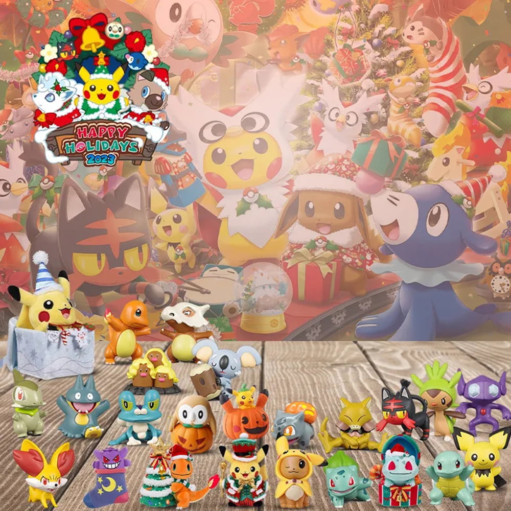 Christmas Advent Calendar Play Set 24pcs Pokémon Toys 24 Days Countdown Christmas Blind Box Gift for Kids Xmas Decorations
