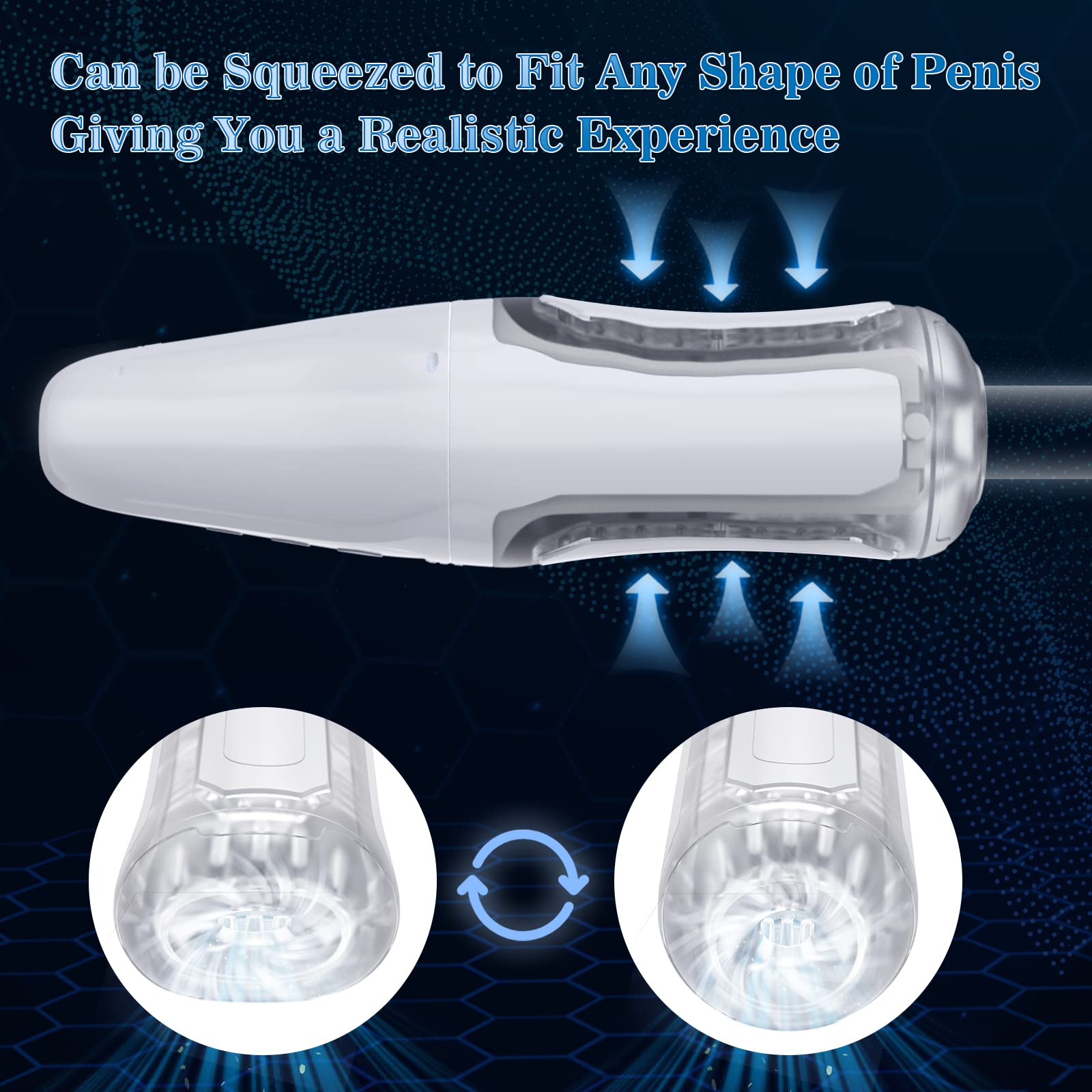Electric Sucking Male Masturbator Cup Automatic Adult Oral Pocket Pussy Sex Toys with 8 Vibration and 4 Clamp Suction Modes for Penis Stimulation