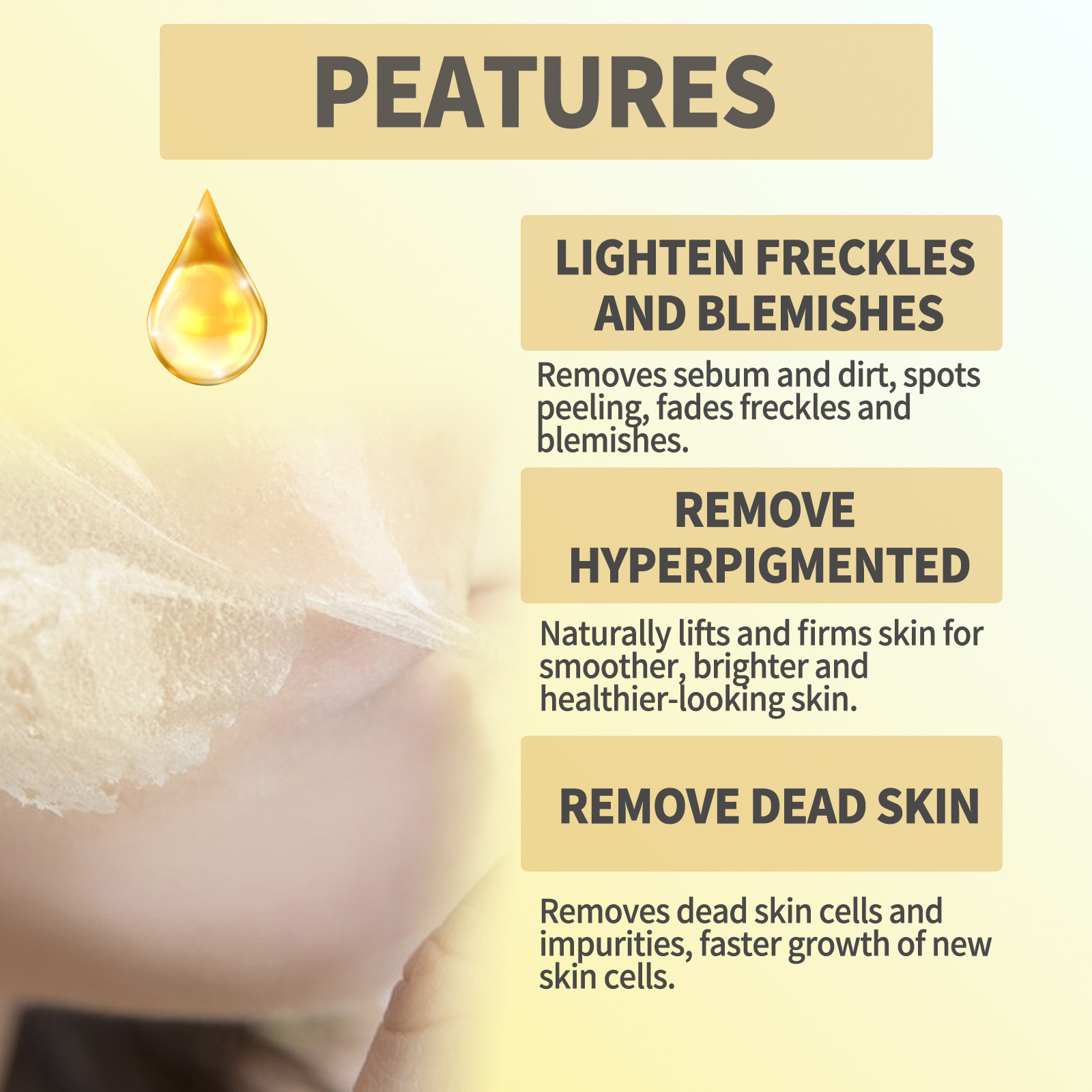 Whitening Peeling Oil for Face Natural Super Strength Yellow Peeling Solution Oil Body Exfoliation Dark Skin Remove Brightening Whitening Skin Care