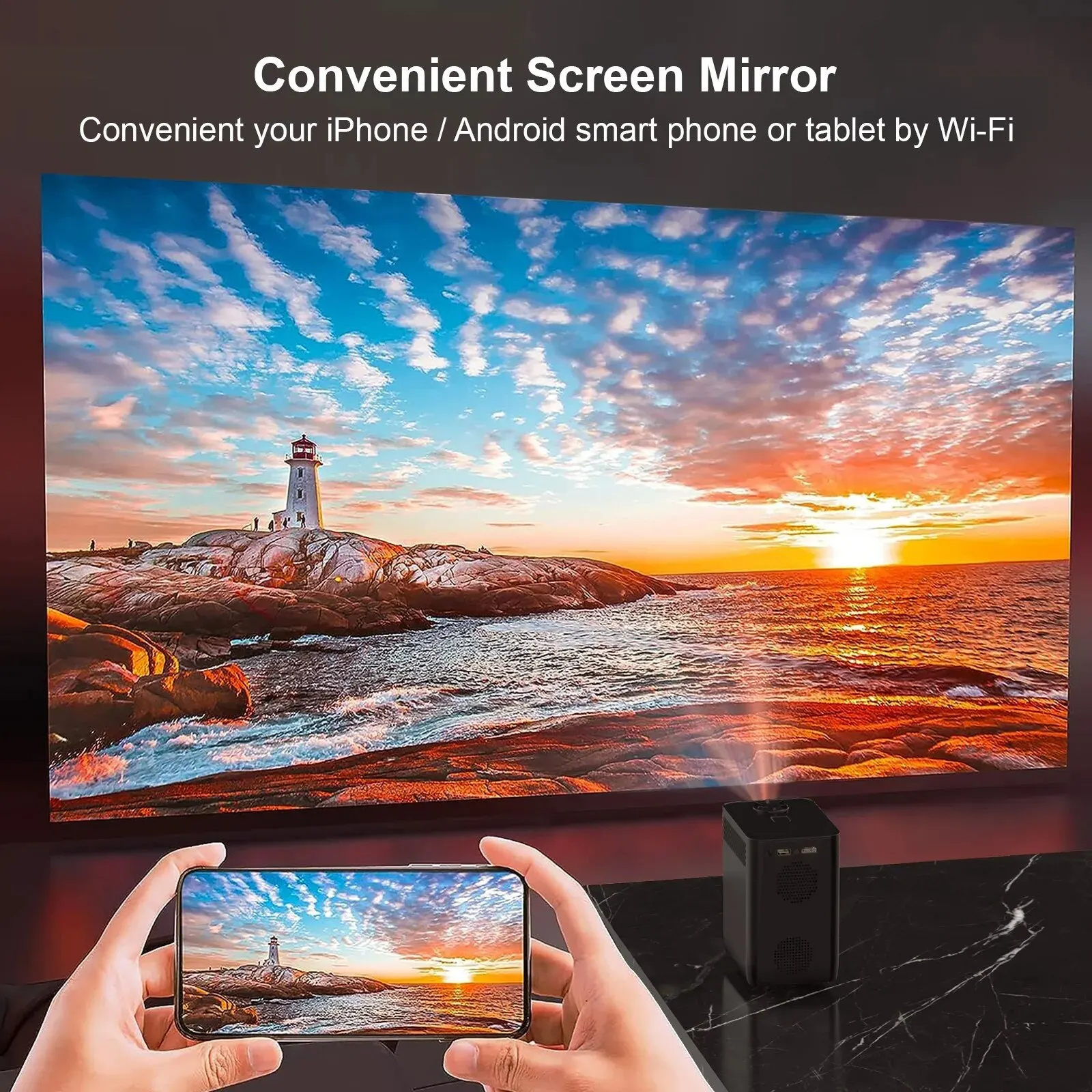 Smart 4K Android WiFi Portable 1080P Home Theater Video LED Bluetooth Mini Projector