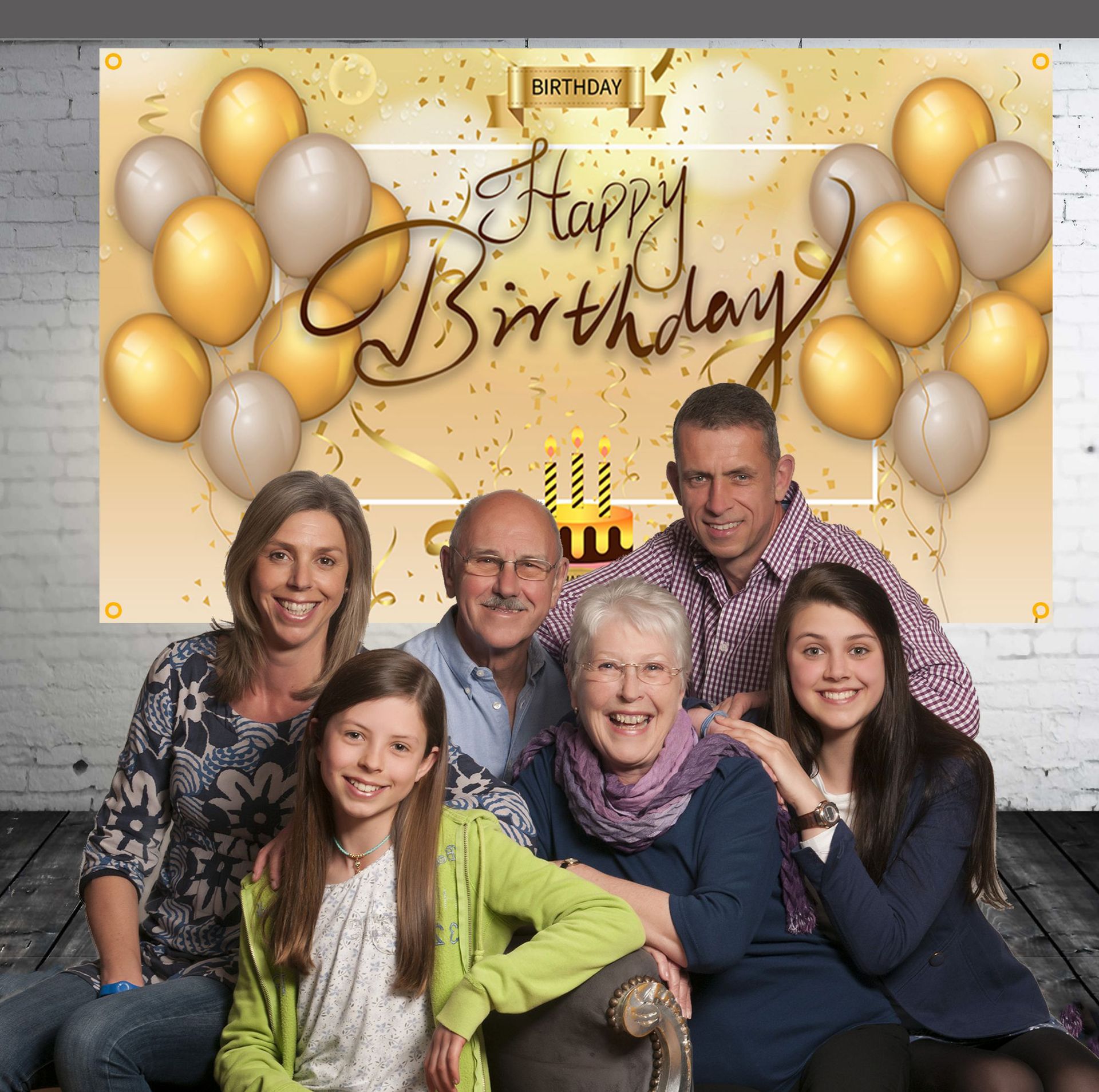 Birthday Backdrop Banner Sign Background Party Decoration Supplies Poster Large Fabric Glitter Balloon Sign Birthday Photo Backdrop