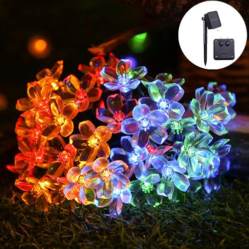 50 LED Blossom Solar String Lights Garden Flower  Fairy Lights Multi Colour
