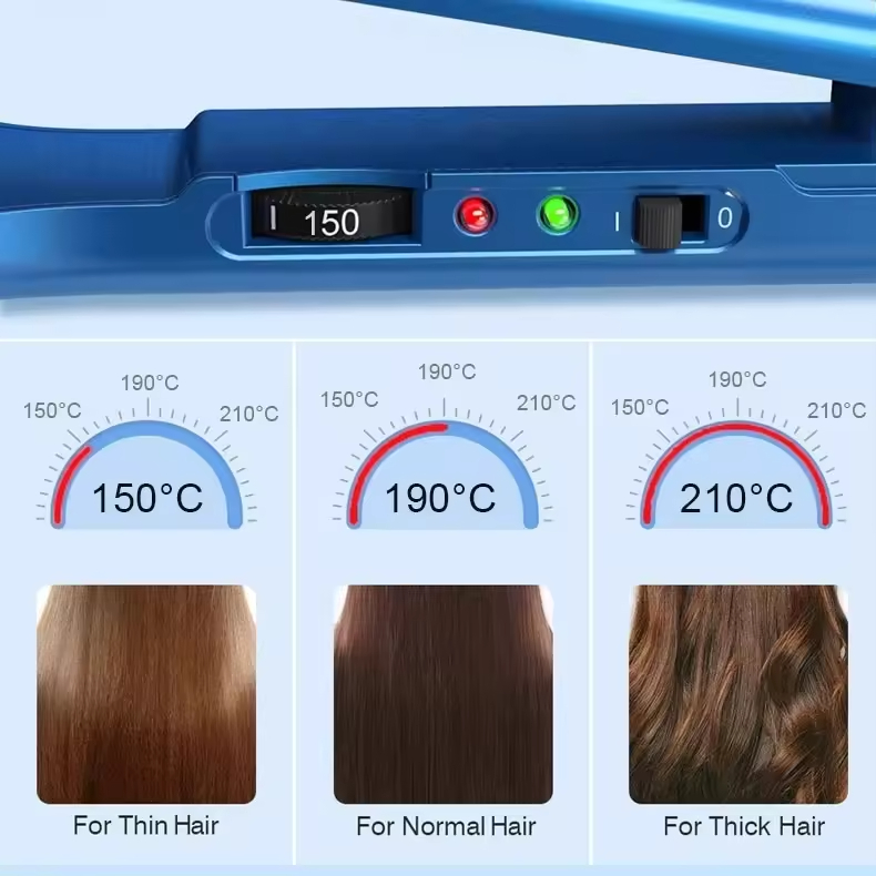 Nano Titanium Flat Iron Hair Straightener Flat Iron Electric Wide Plate Hair Straighteners for Professional Salon Results and All Hair Types Blue