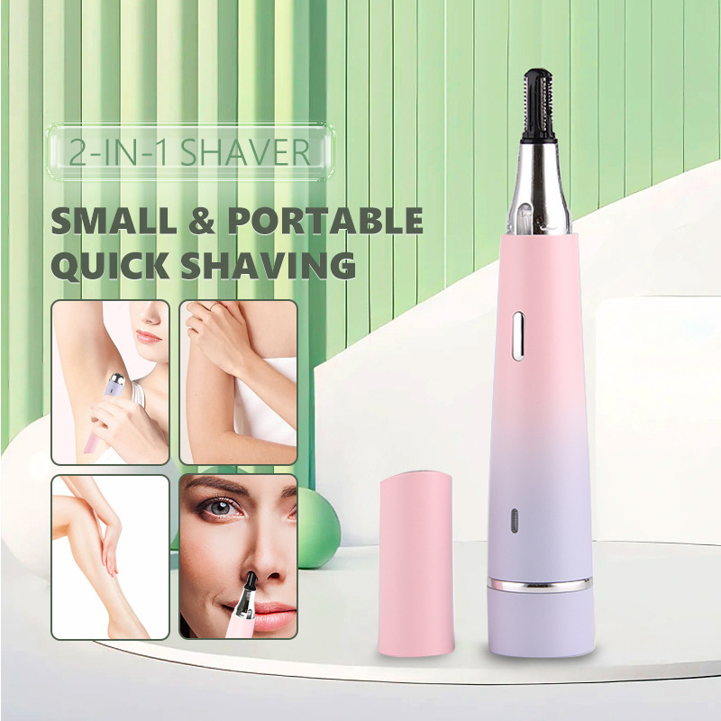 2 in1 USB Rechargeable Hair Remover for Women Compact Electric Shaver Nose Trimmer