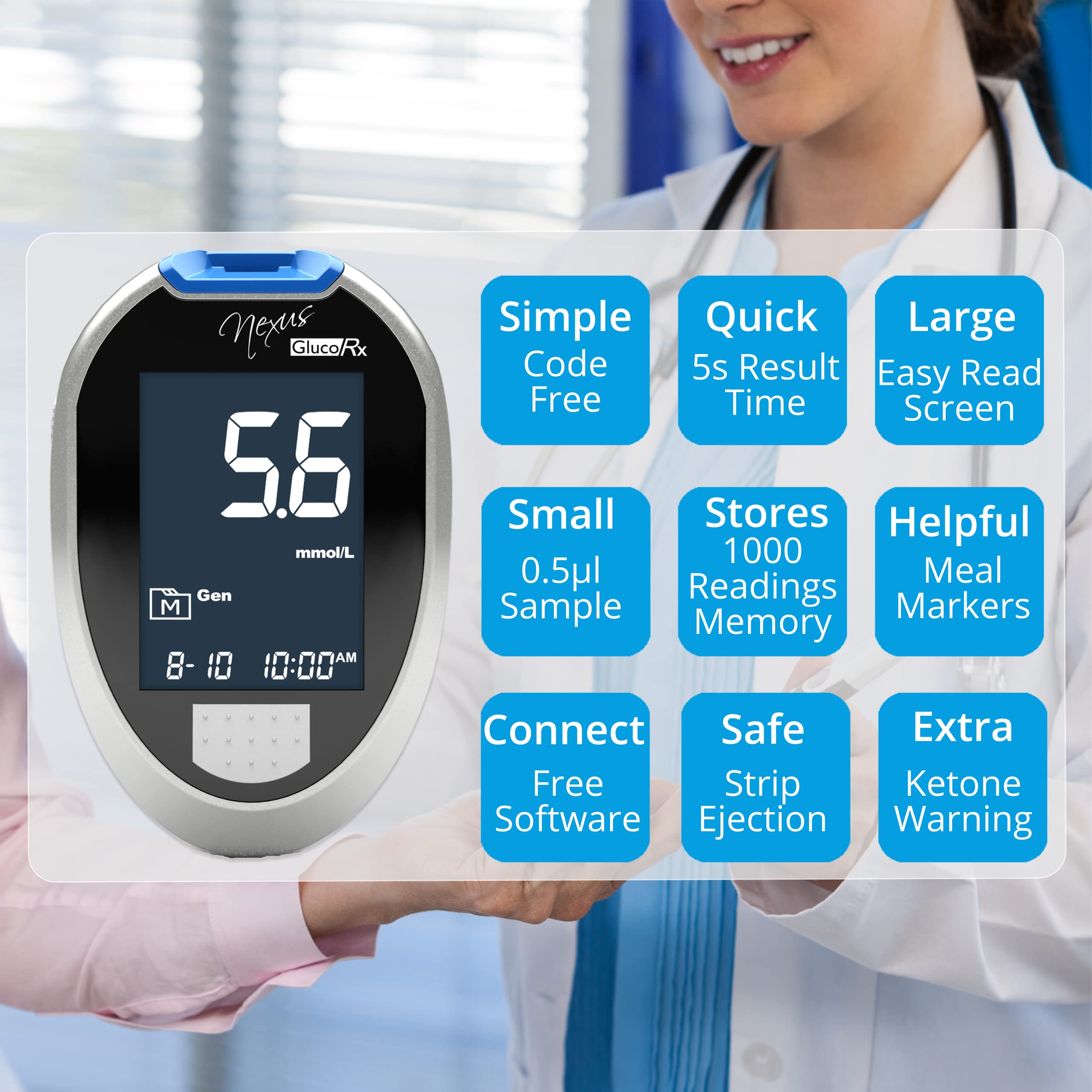 GlucoRx Nexus Blood Glucose Monitoring System Kit