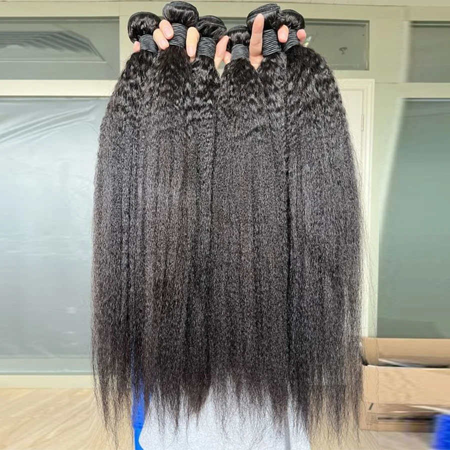 (1pc 12 inches) Kinky Straight Human Hair Bundles Human Hair Extensions for Women Brazilian Hair Bundles 10A Top Quality Thick
