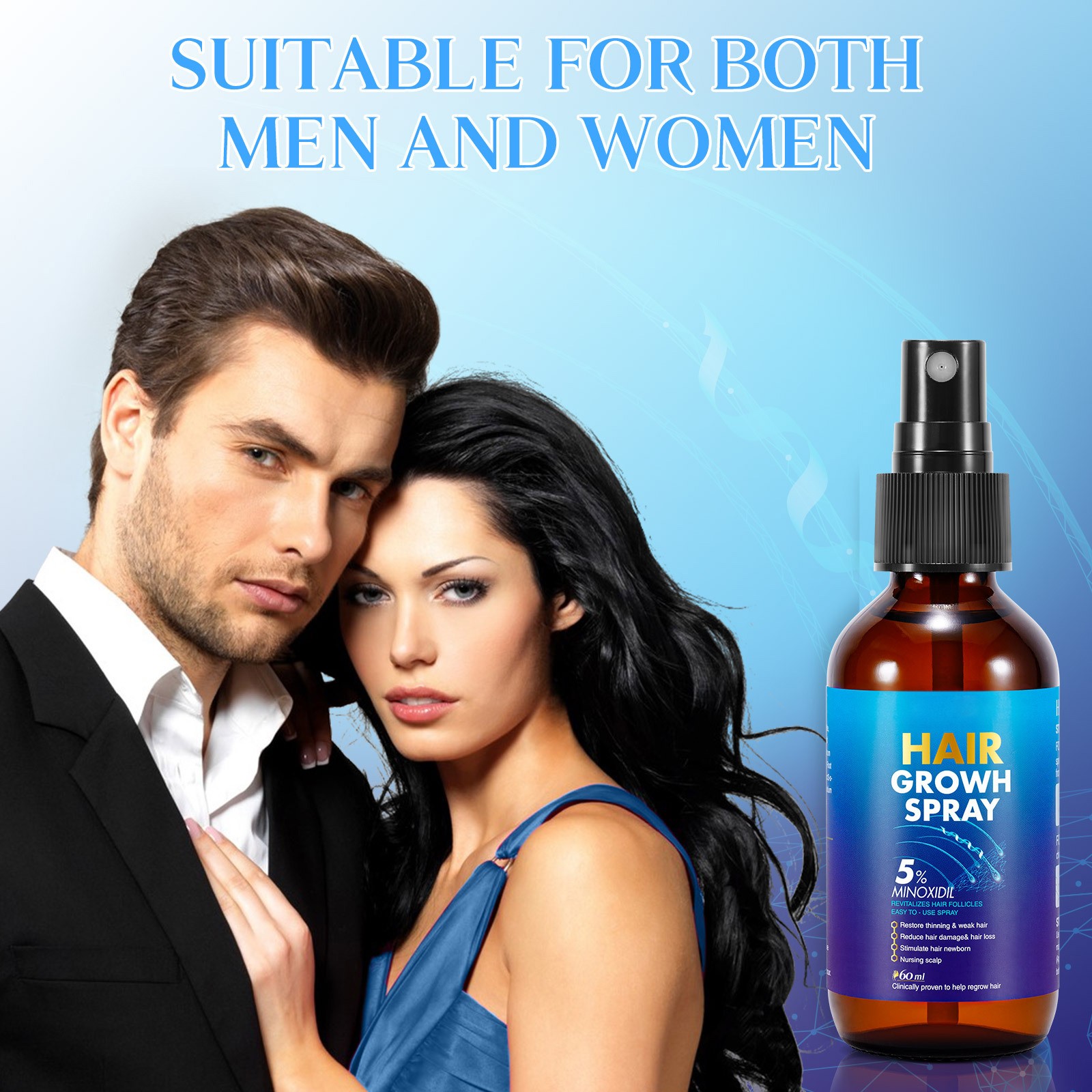 Hair Growth Spray Hair Serum For Men And Women Hair Oil Makes Hair Smoother Thicker Healthier Repair Baldness Thicken Strengthening Hair Loss Treatment 60ML