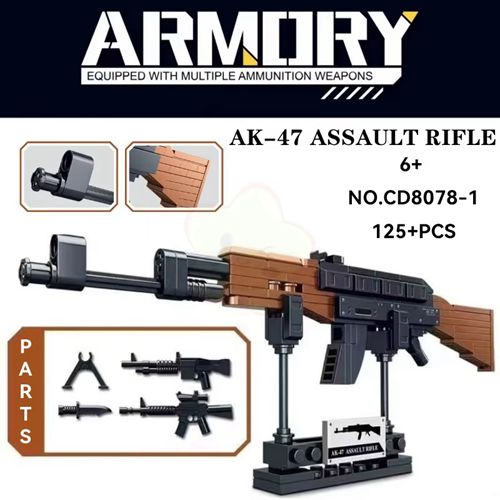 Military Weapon AK47 Barrett Super Magnum Assault Sniper Rifle Model Building Blocks Imitation Gun Bricks Toys