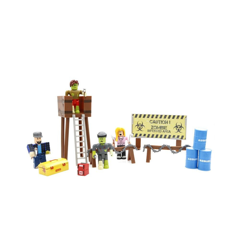 (Zombie Attack Toy Bagged Set) New Roblox Game Figma Zombie Attack Block Doll Model Playset Action Figure Cartoon Dolls And Accessories Toys for Boys Kids Birthday Christmas Gifts