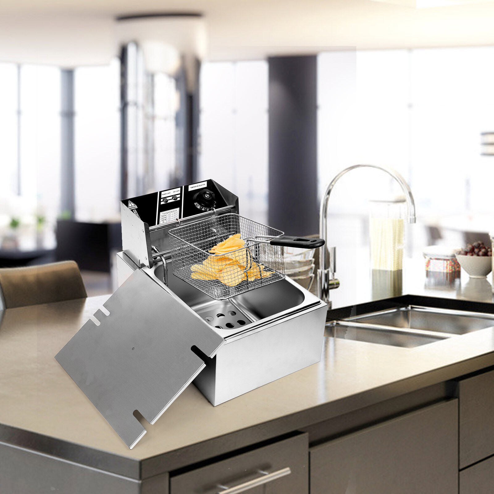 10L 2500W Commercial Electric Deep Fryer Fat Chip Single Tank Kitchen