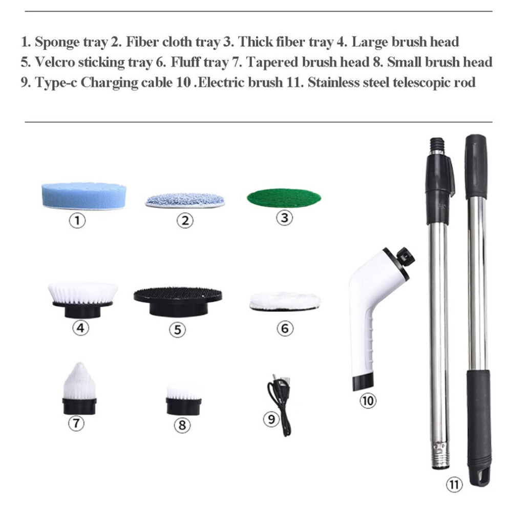 Electric Spin Scrubber, Cordless Electric Cleaning Brush with 9 Replaceable Brush Heads, Shower Cleaning Tool 360 Rotating Power