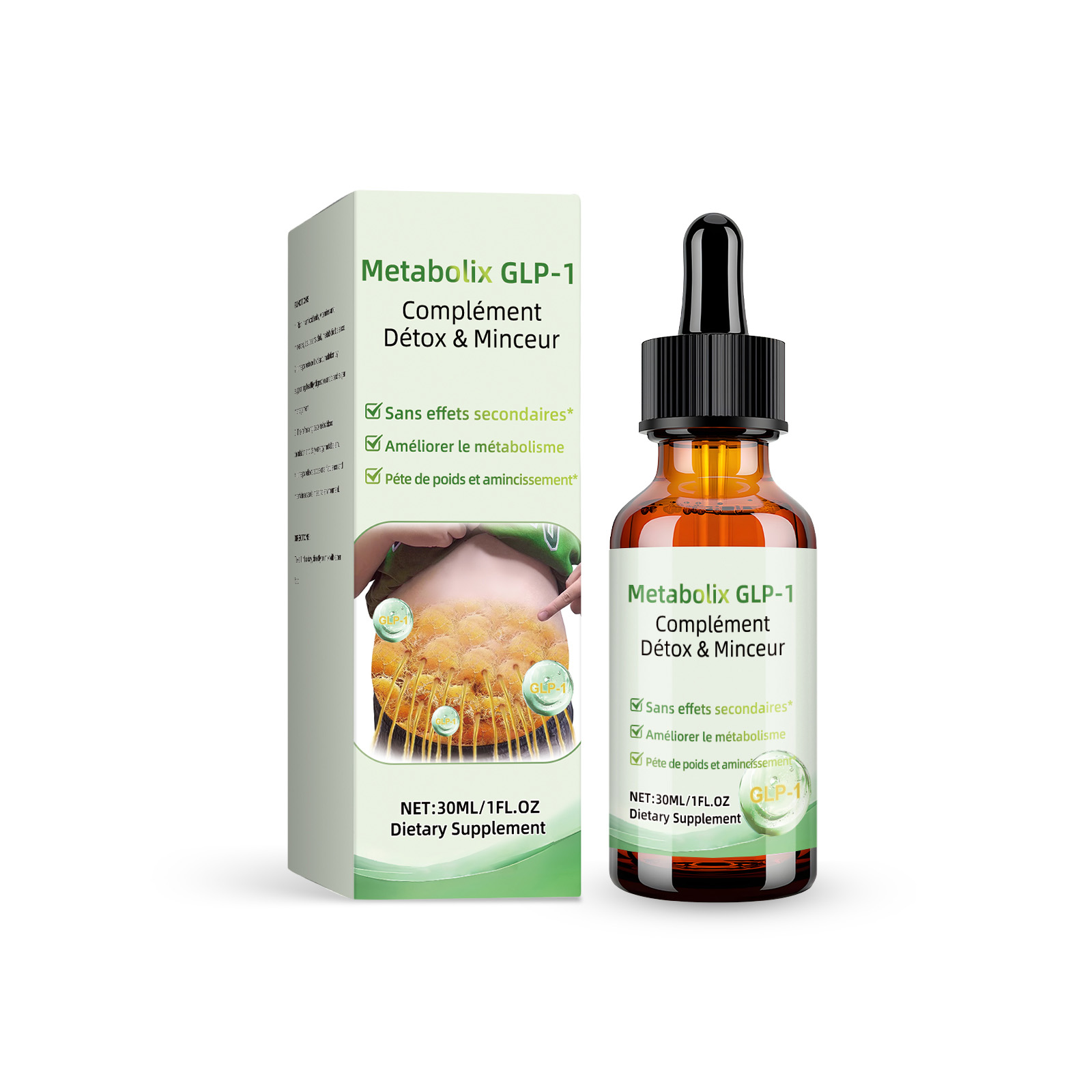 Metabolix GLP-1 Complément Détox & Minceur  Assists With Weight Management Body Care Ideal Body Shaping Tighter Skin and Toned Curves 