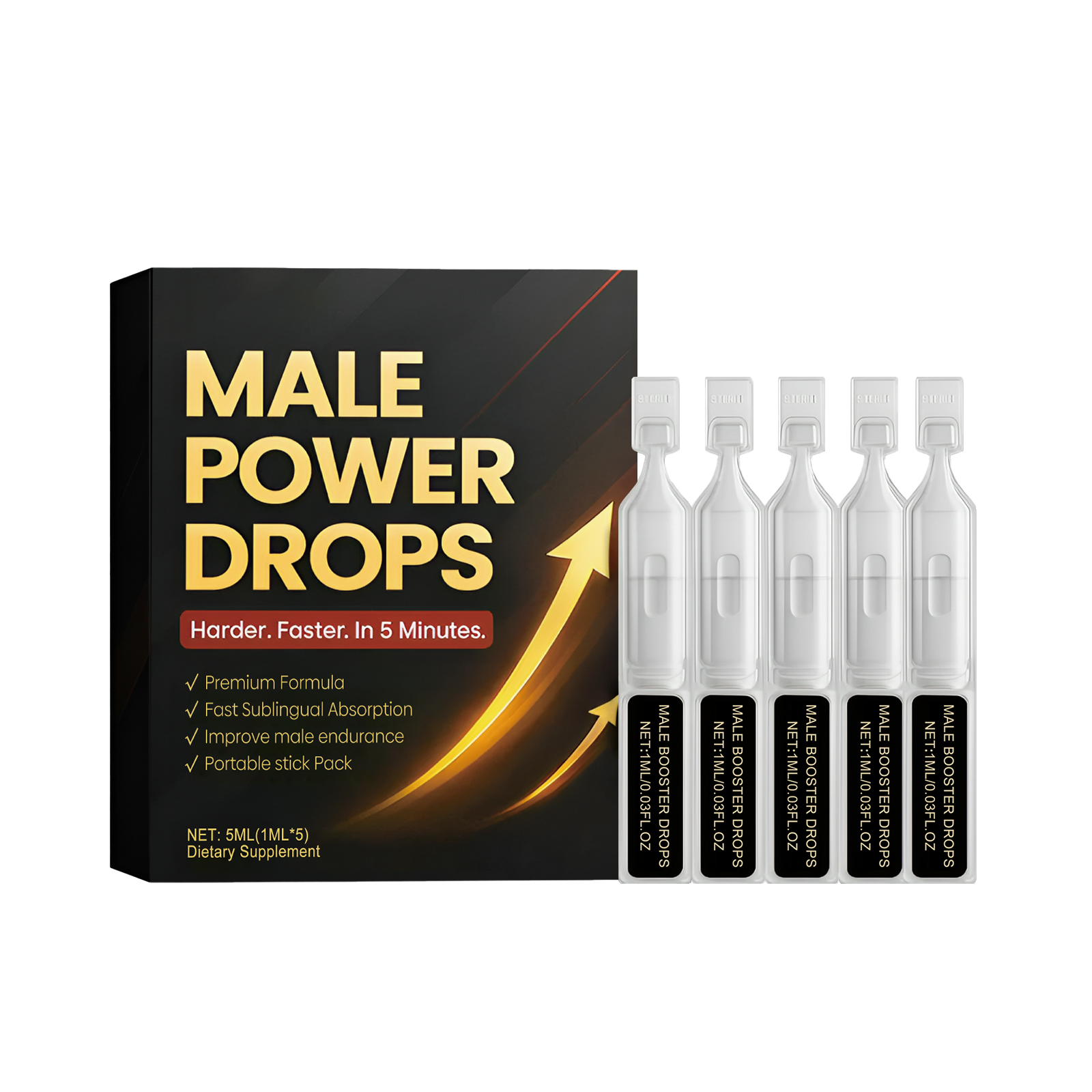 Premium Formula Male Power Drops Improve Male Endurance Natural Dietary Supplement for Men's Health & Active Lifestyle Support
