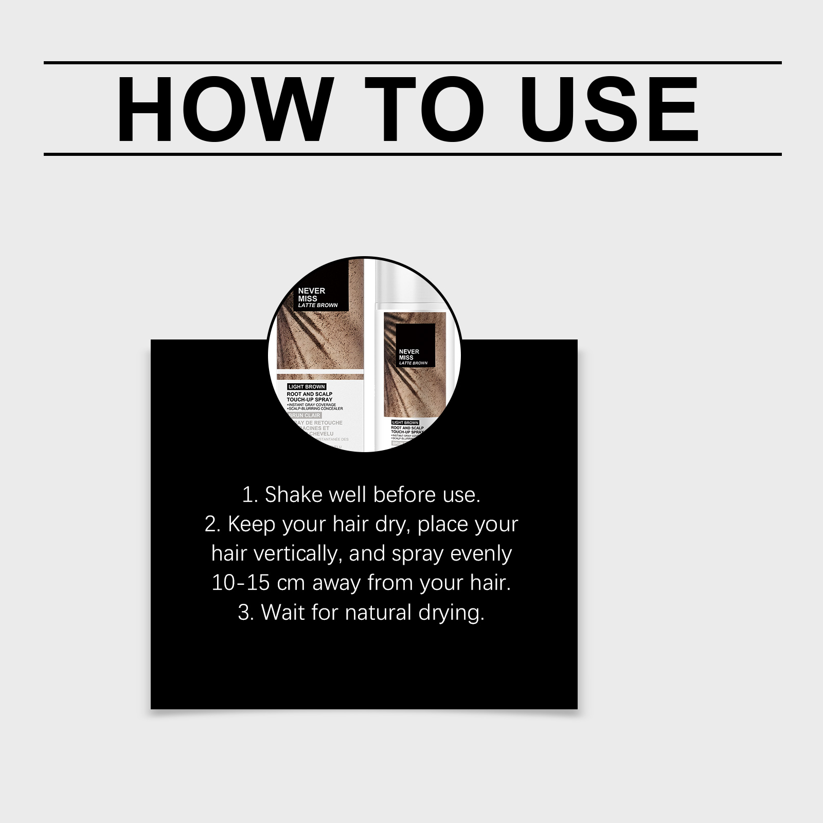 Light Brown Instant Hair Color Spray Temporary Hair Color Easy Color Quickly Dryness Multi Shade Choose Daily Use Portable Hair Dyeing Spray ﻿