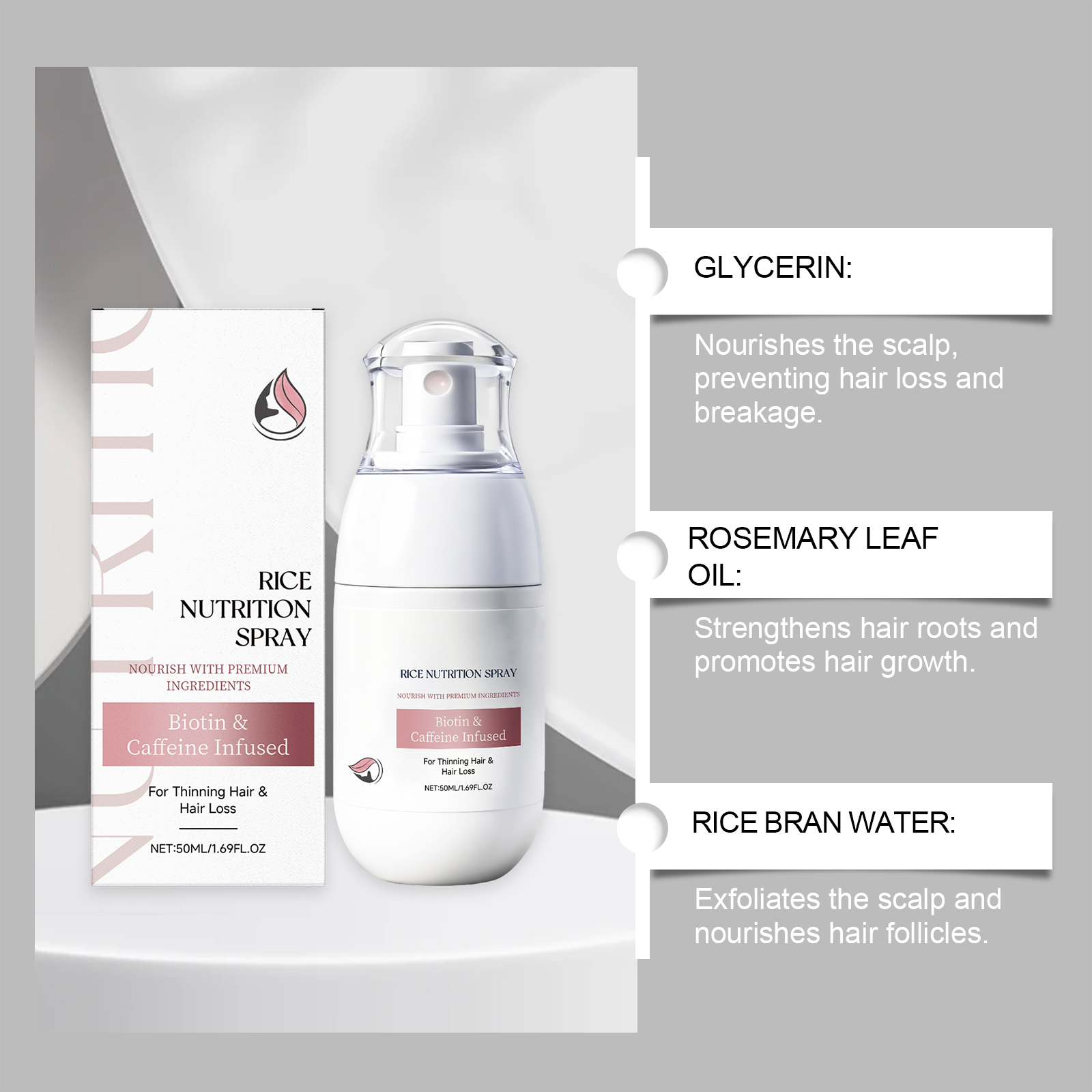 Scalp Nourishing Spray Hair Thickening Treatment Reduce Breakage Volumizing Mist Rosemary Essential Oil Care Strengthen Roots ﻿