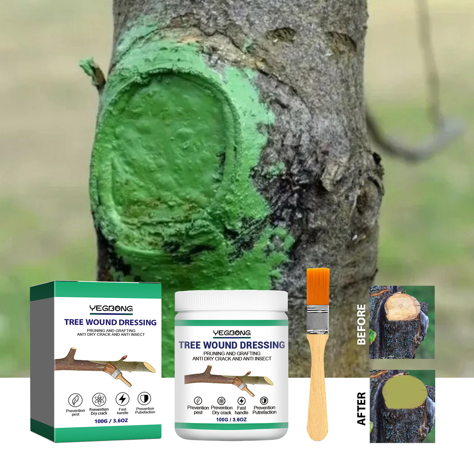 100g Tree Grafting Paste Tree Wound Paste Smear Agent Tree Pruning Sealer Plant Saw Cuts Coating Pruning Heal Wound Repair Tools ﻿