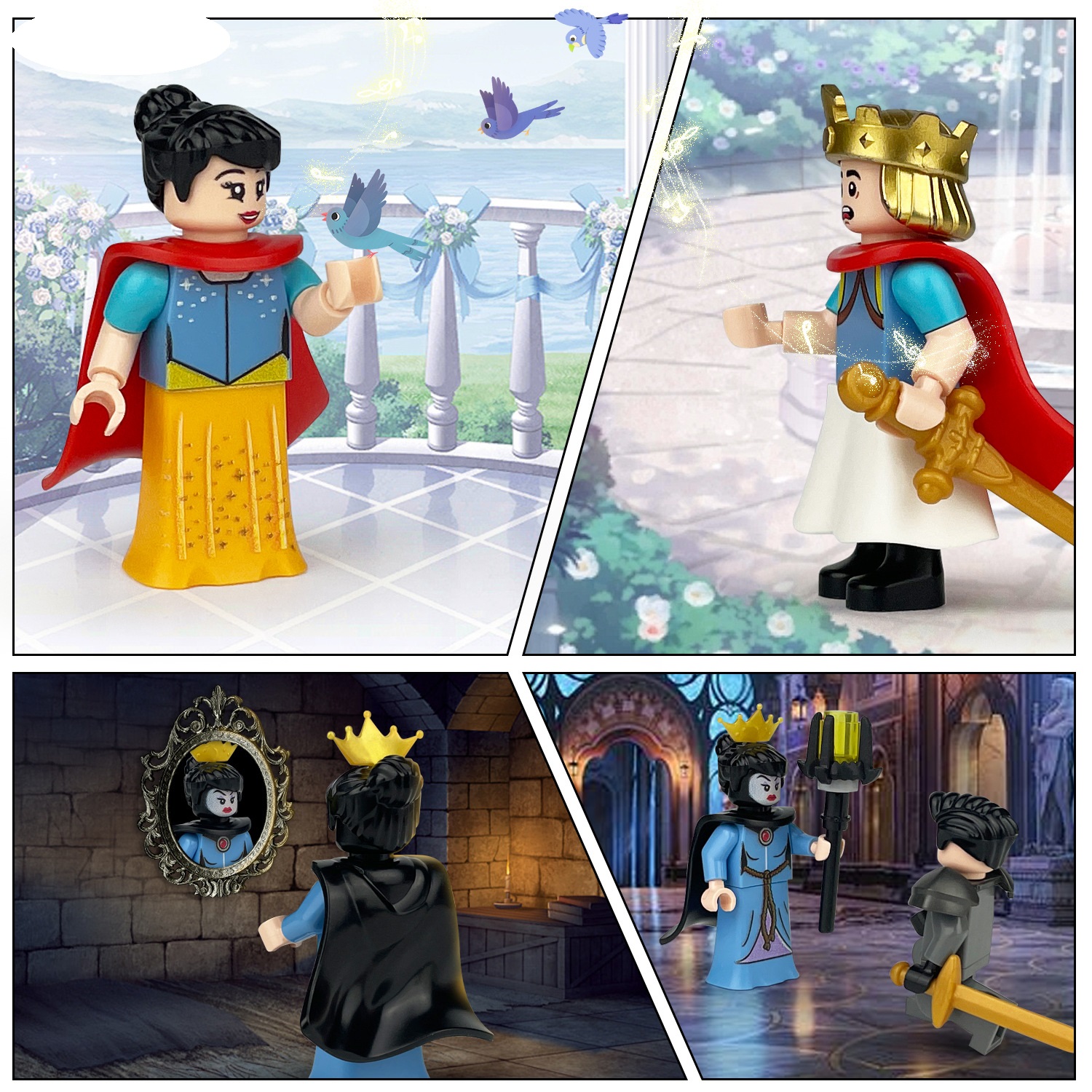 Princess and Dwarf Mini Figures Set Miniature Building Blocks for Scene Decoration Role Play Collection Series Educational Toys for Kids