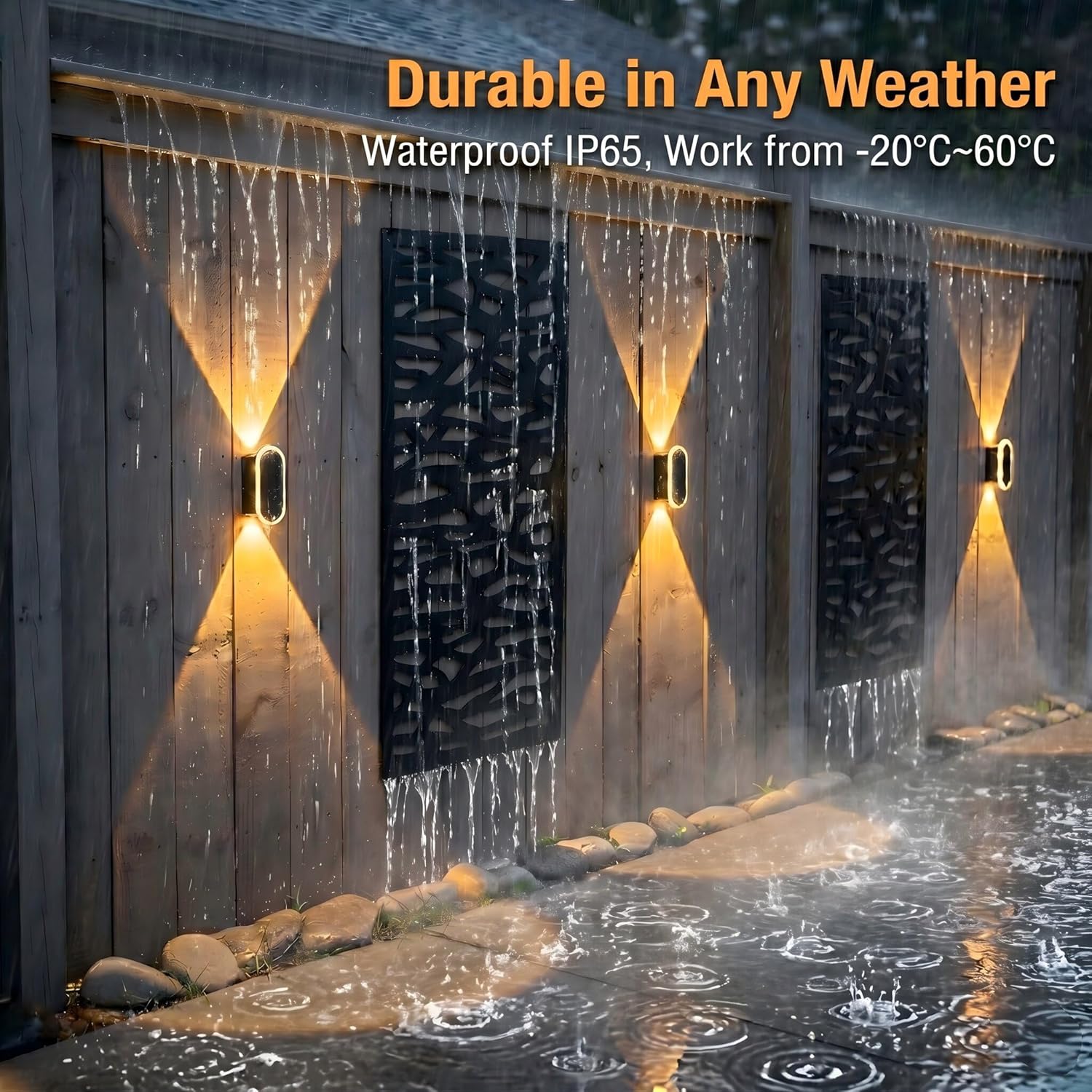 Solar Fence Lights Outdoor Garden 3000K/4000K/6000K 3 Modes Brighter Garden Wall Lights Solar Powered Waterproof IP65