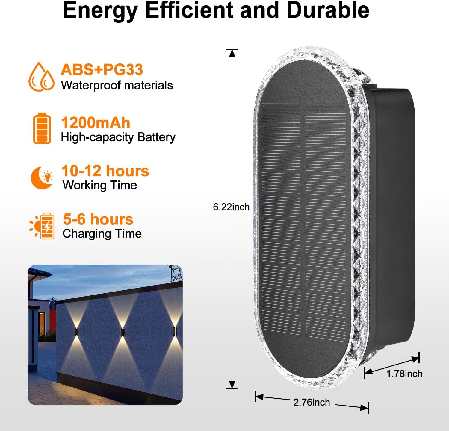 Solar Fence Lights Outdoor Garden 3000K/4000K/6000K 3 Modes Brighter Garden Wall Lights Solar Powered Waterproof IP65