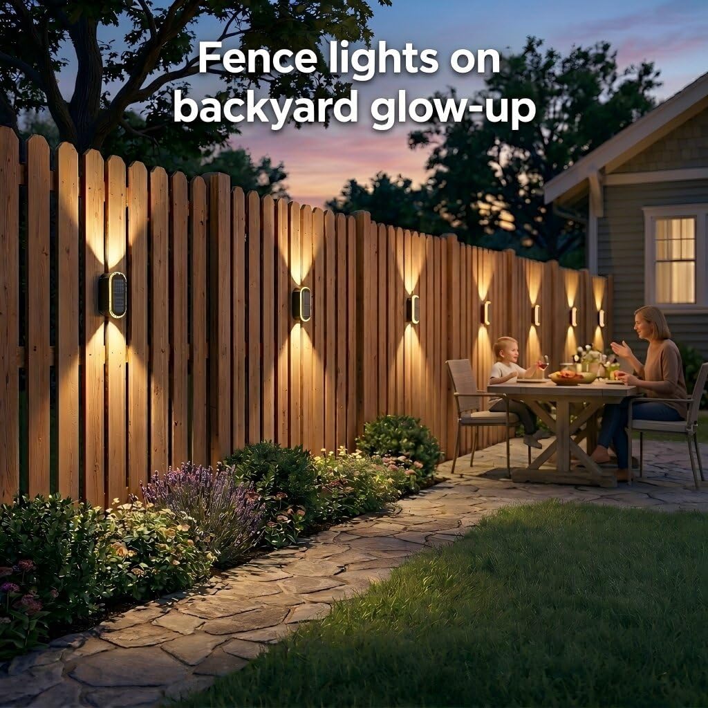 Solar Fence Lights Outdoor Garden 3000K/4000K/6000K 3 Modes Brighter Garden Wall Lights Solar Powered Waterproof IP65