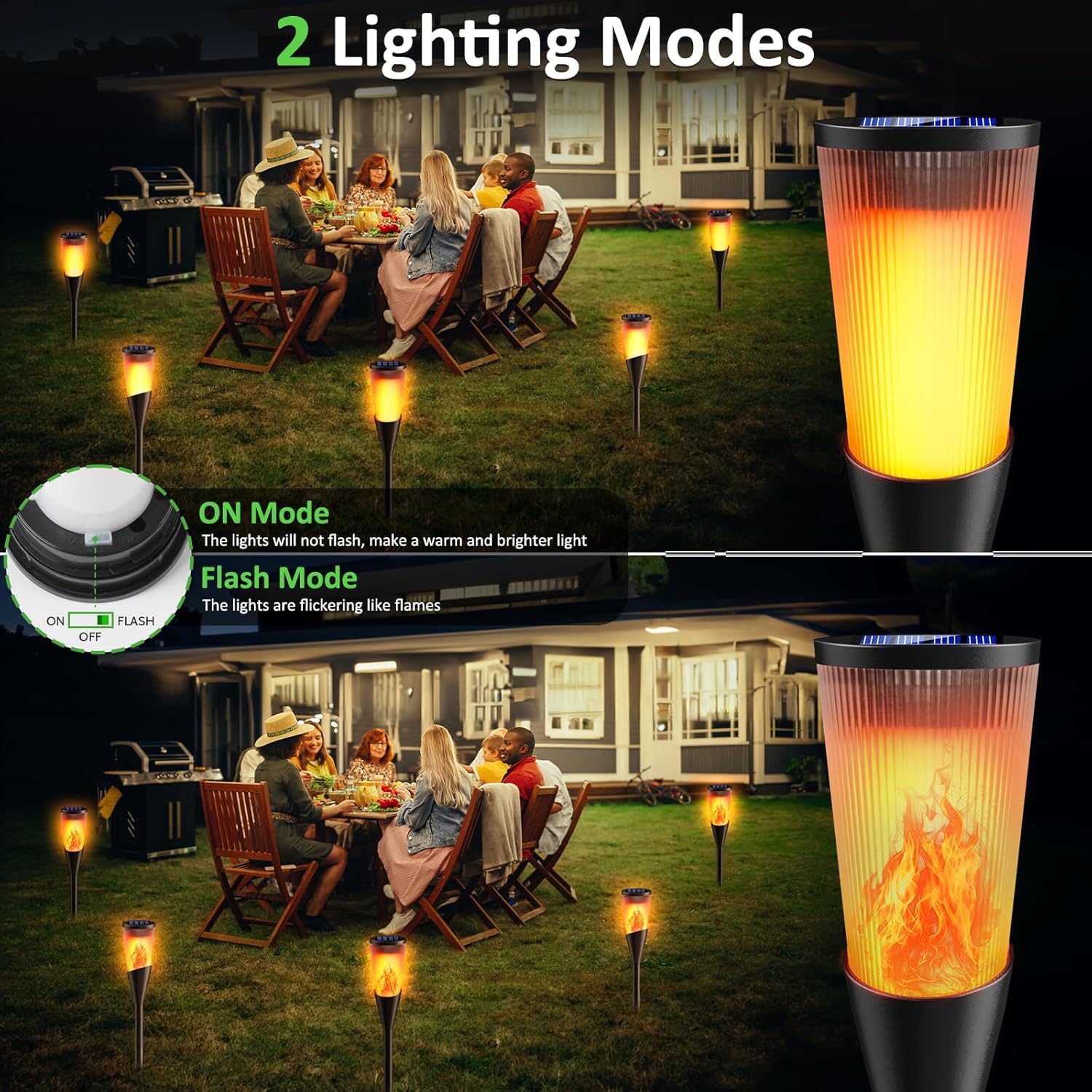Solar Lights Outdoor Garden 6 Pack Solar Torch Light with Flickering Flame 600mAh Pathway Light Outside IP65 Waterproof Outdoor Decor for Patio Pathways Lawn 