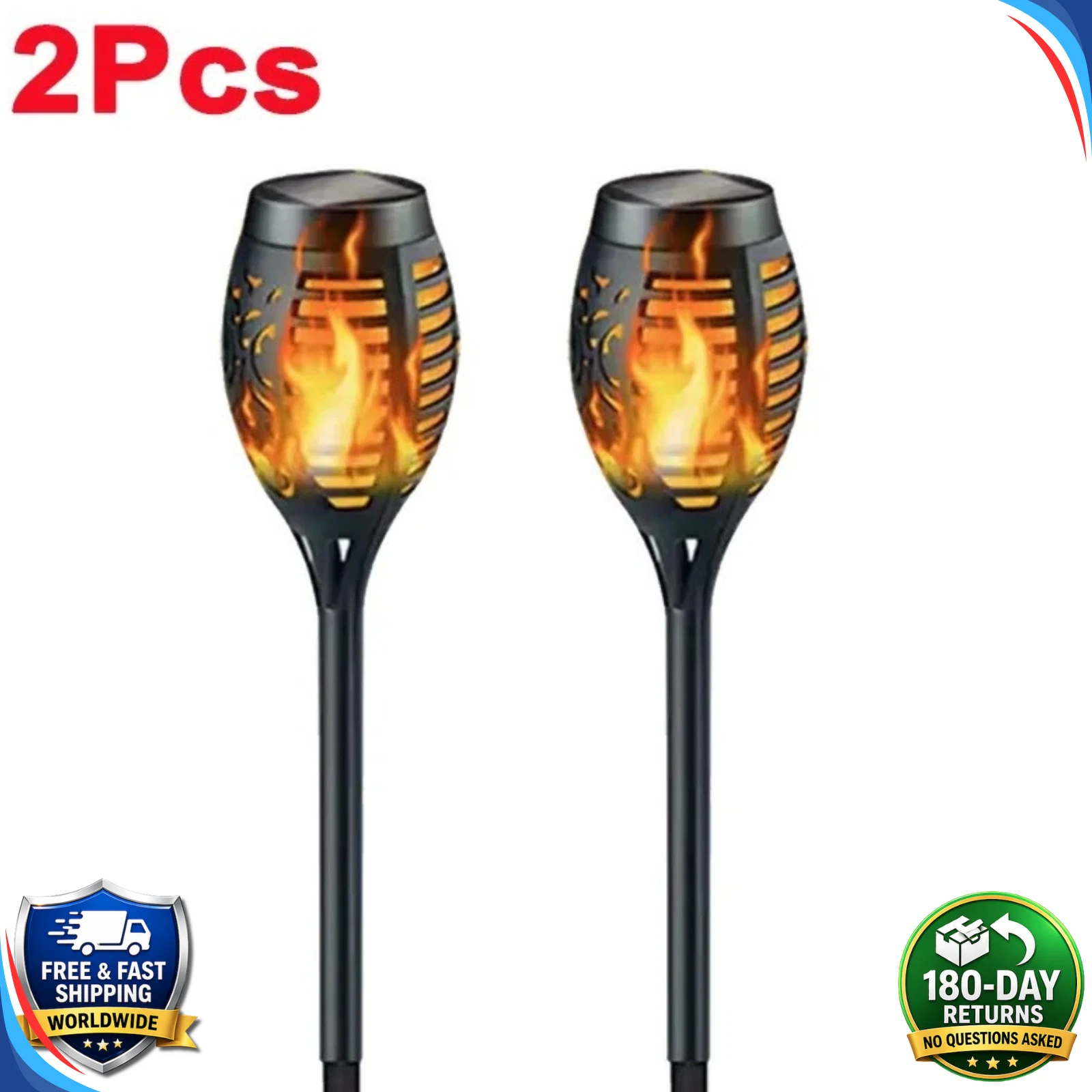 (12 pcs) Solar Flame Lights Flickering Outdoor Garden Pathway Landscape Torch Lamp