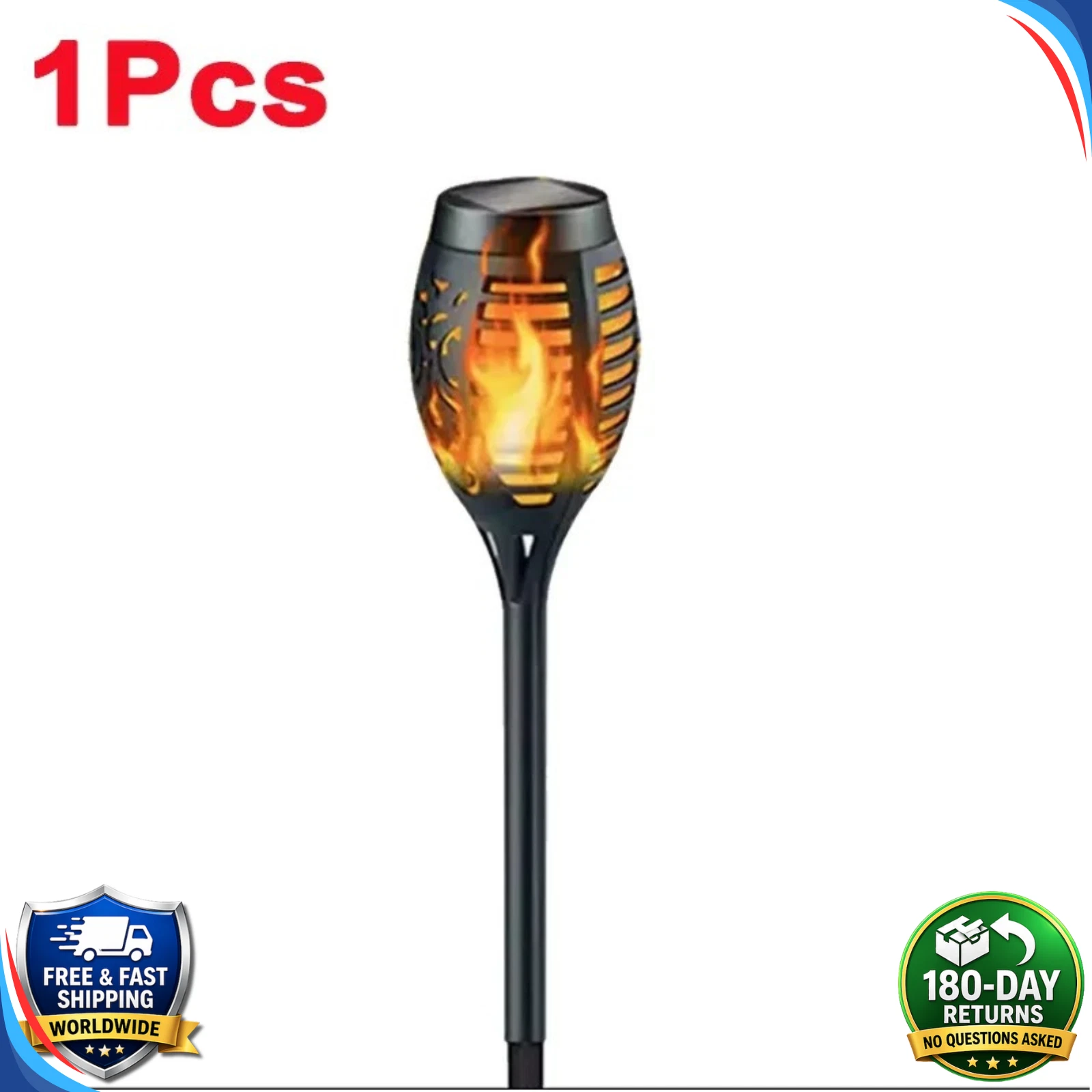 (12 pcs) Solar Flame Lights Flickering Outdoor Garden Pathway Landscape Torch Lamp