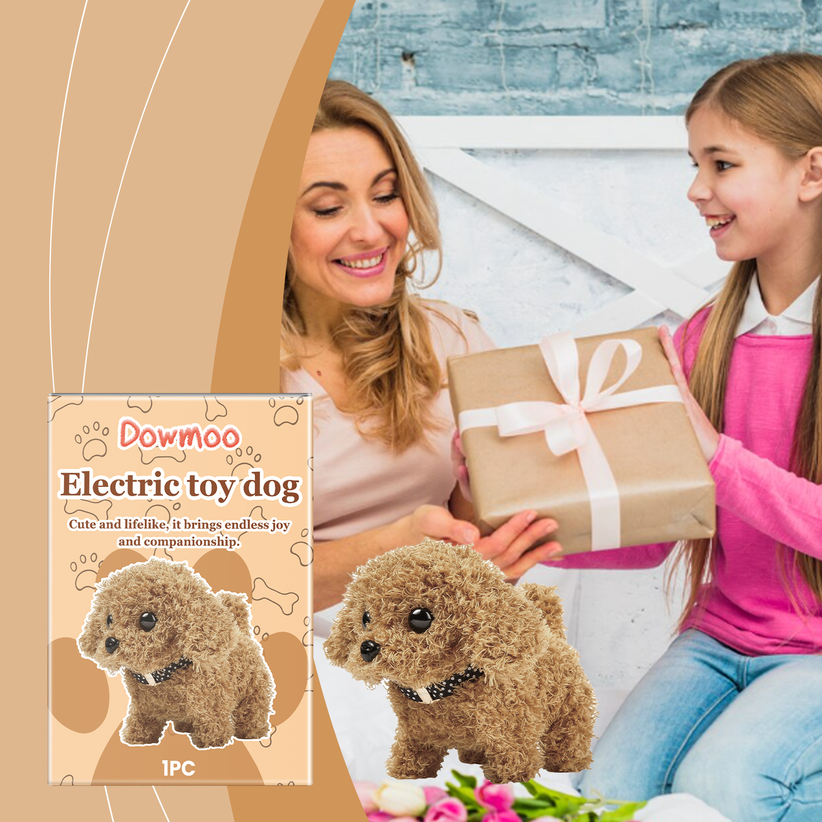 Electric Plush Simulation Dog Teddy Puppy Walking Sound Nodding Electronic Pet Toy For Christmas Gift New Year Gift