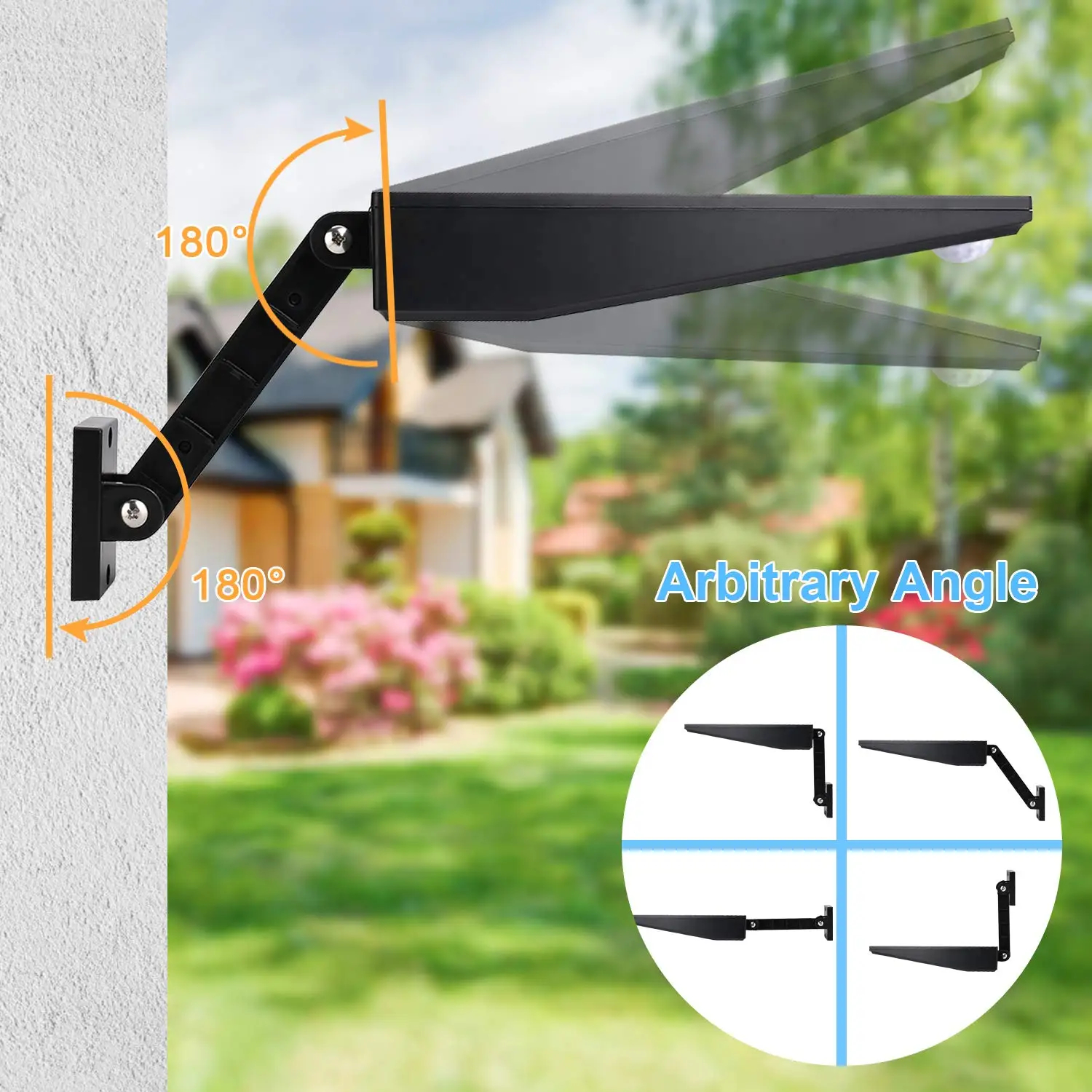(White) Outdoor Solar Wall Light 48 LED Remote Control Waterproof 1000LM Garden Sconce for Porch Yard Lighting