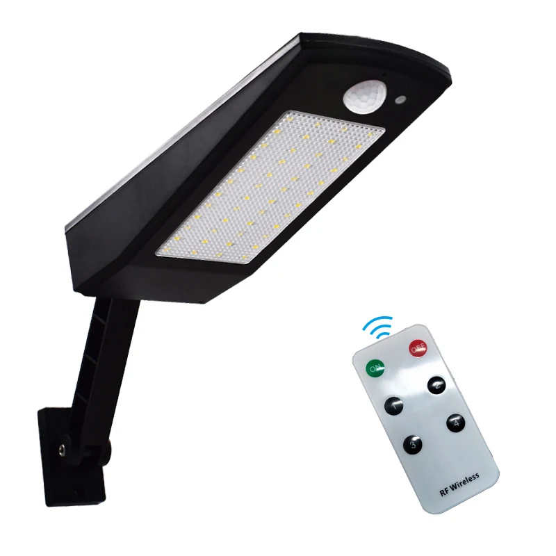 (White) Outdoor Solar Wall Light 48 LED Remote Control Waterproof 1000LM Garden Sconce for Porch Yard Lighting