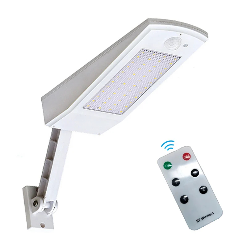 (White) Outdoor Solar Wall Light 48 LED Remote Control Waterproof 1000LM Garden Sconce for Porch Yard Lighting