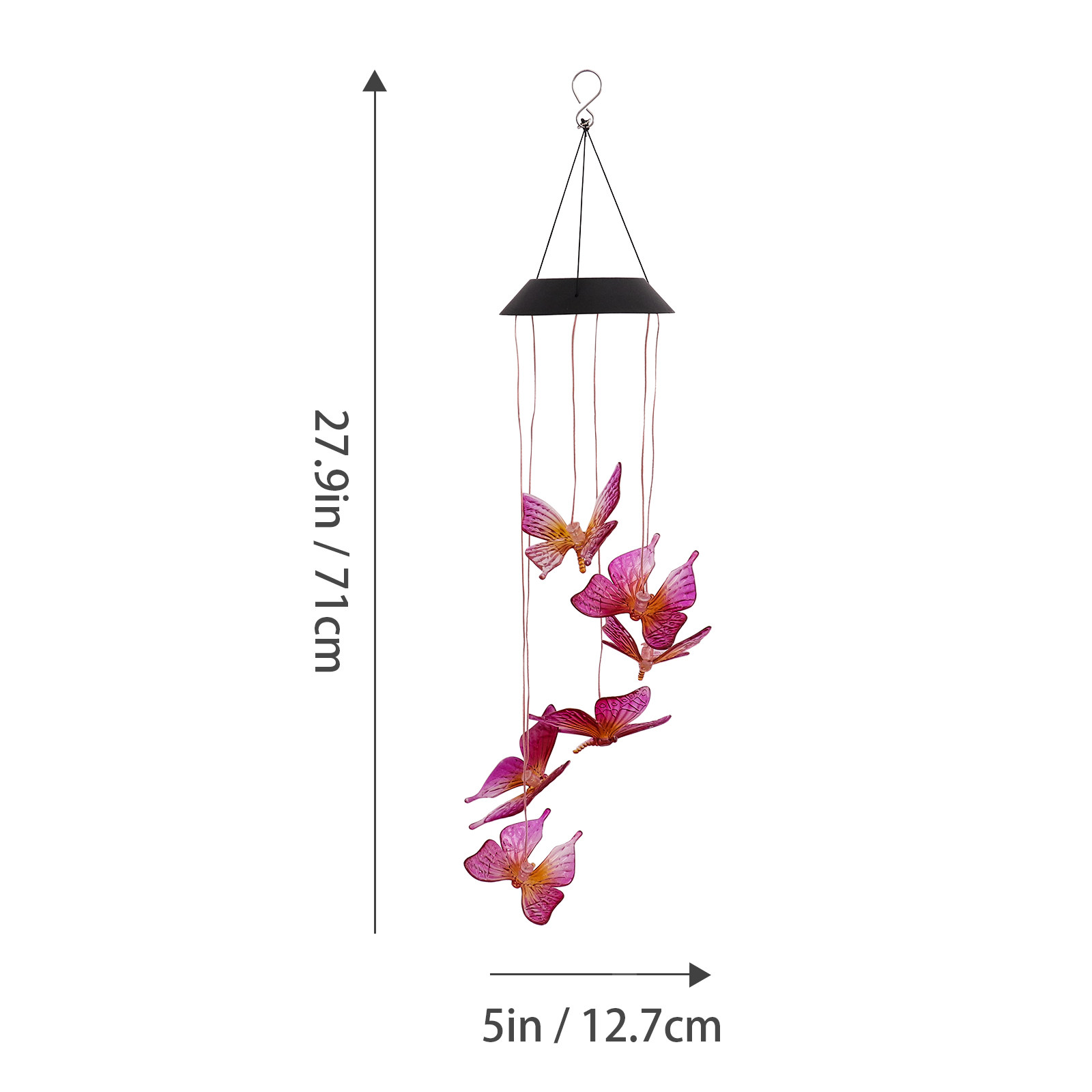 6-Light Solar Wind Chime Lamp LED Hanging Color Changing Garden Light Outdoor Decor for Patio Yard Tree Living Room Bedroom