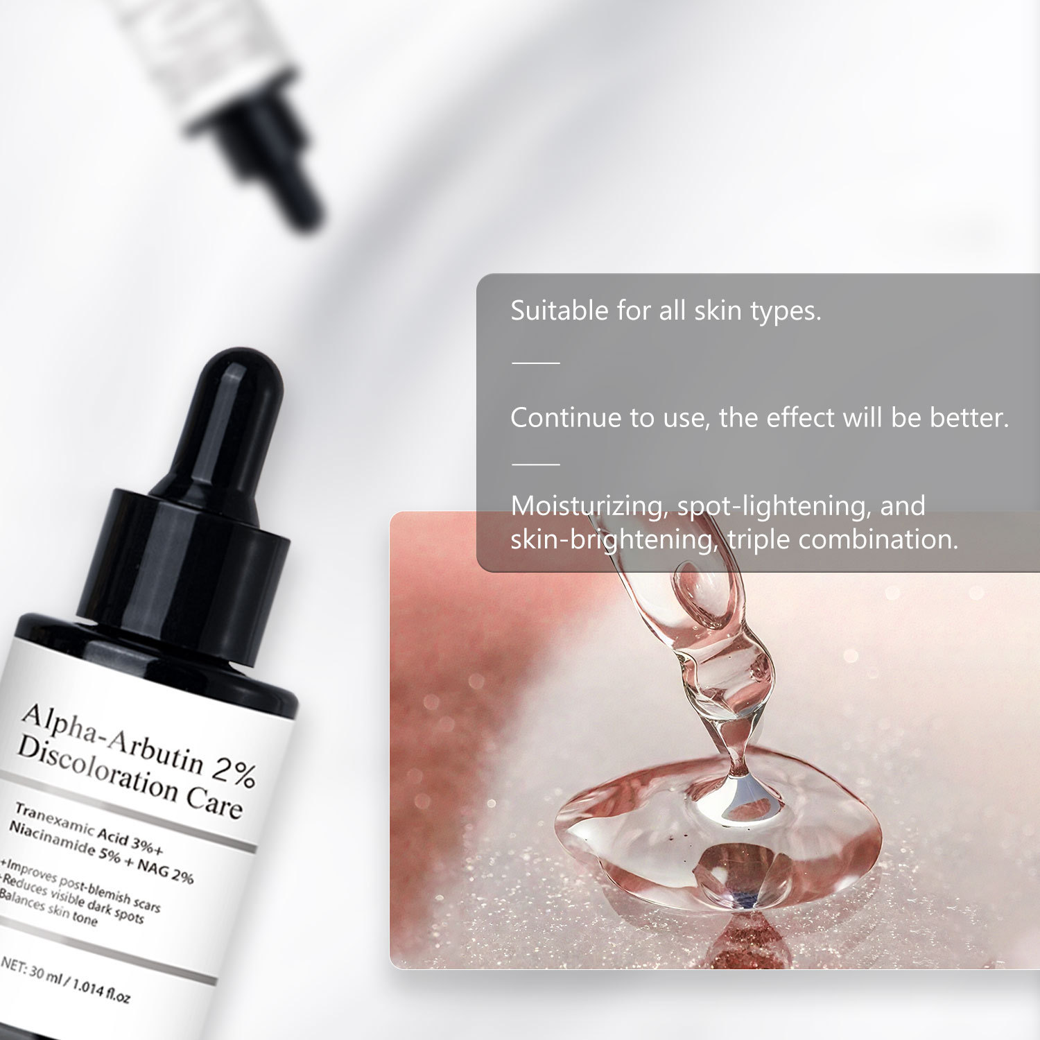 2% Alpha Arbutin Essence Liquid Hydrating Moisturising Facial Serum for Skin Care Home Use Natural