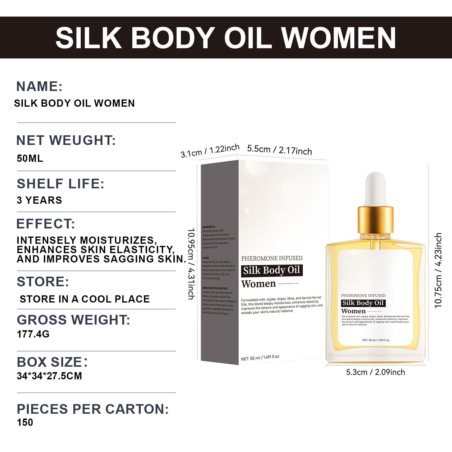 Silk Body Oil For Dry Skin Nourishing Hydration And Gentle Moisture Care Daily Smoothing Treatment Oil