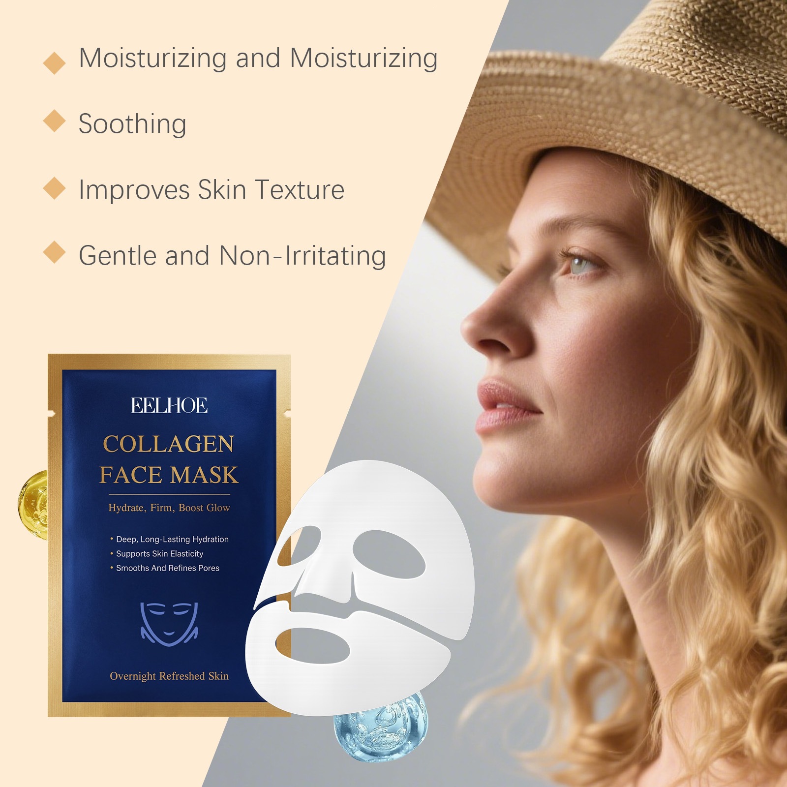 Collagen Hydrating Face Mask For Moisture Boost Nourishing And Gentle Skin Care