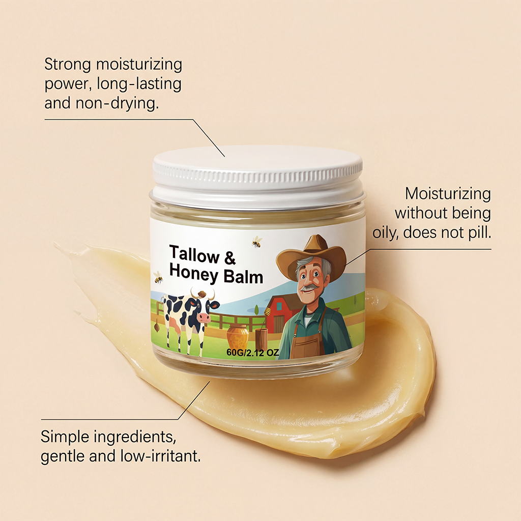 Tallow Honey Facial Cream Daily Moisturizing Soft Smooth Delicate Refreshing Fast Absorbing Hydrating Care For Face Skin