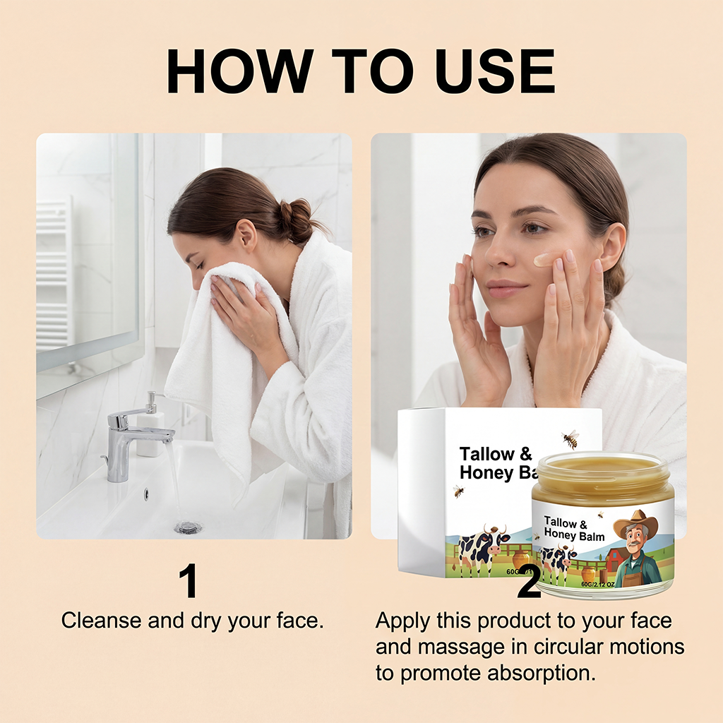 Tallow Honey Facial Cream Daily Moisturizing Soft Smooth Delicate Refreshing Fast Absorbing Hydrating Care For Face Skin