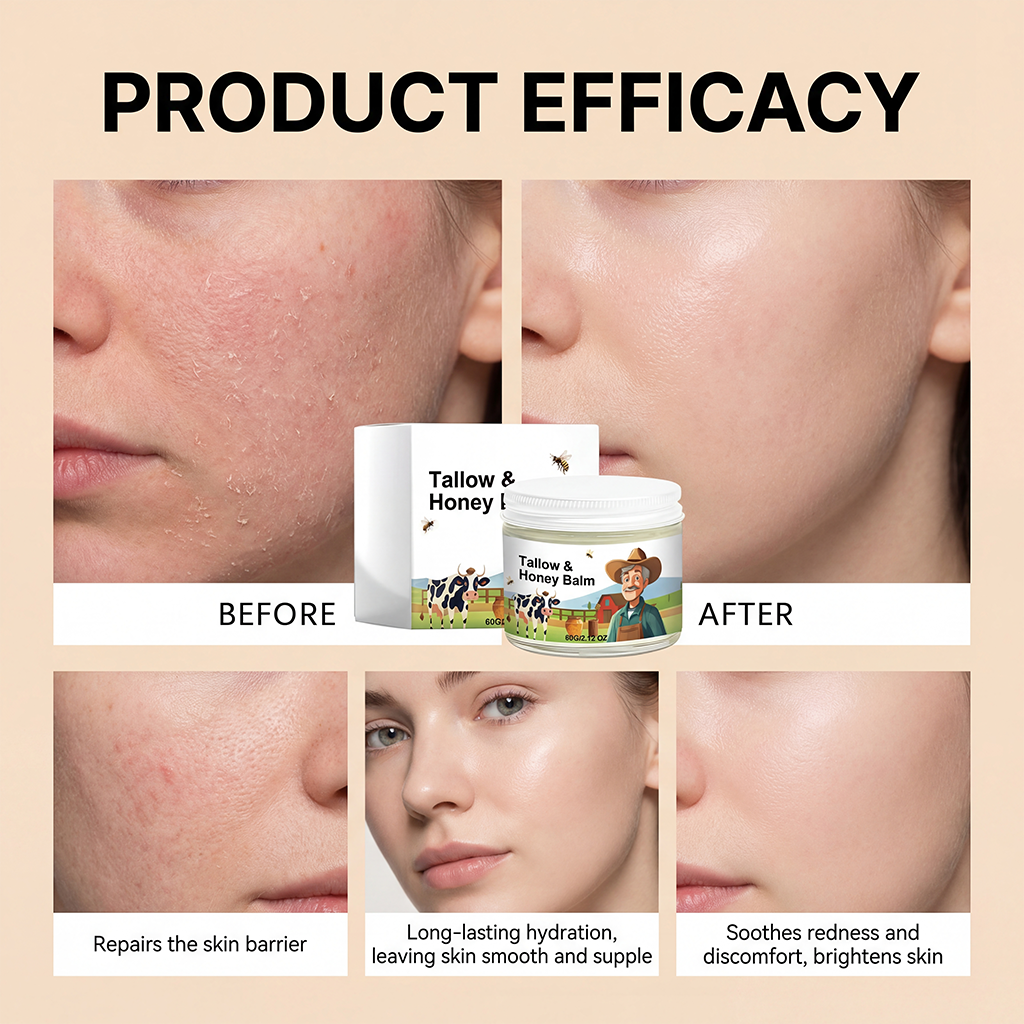 Tallow Honey Facial Cream Daily Moisturizing Soft Smooth Delicate Refreshing Fast Absorbing Hydrating Care For Face Skin
